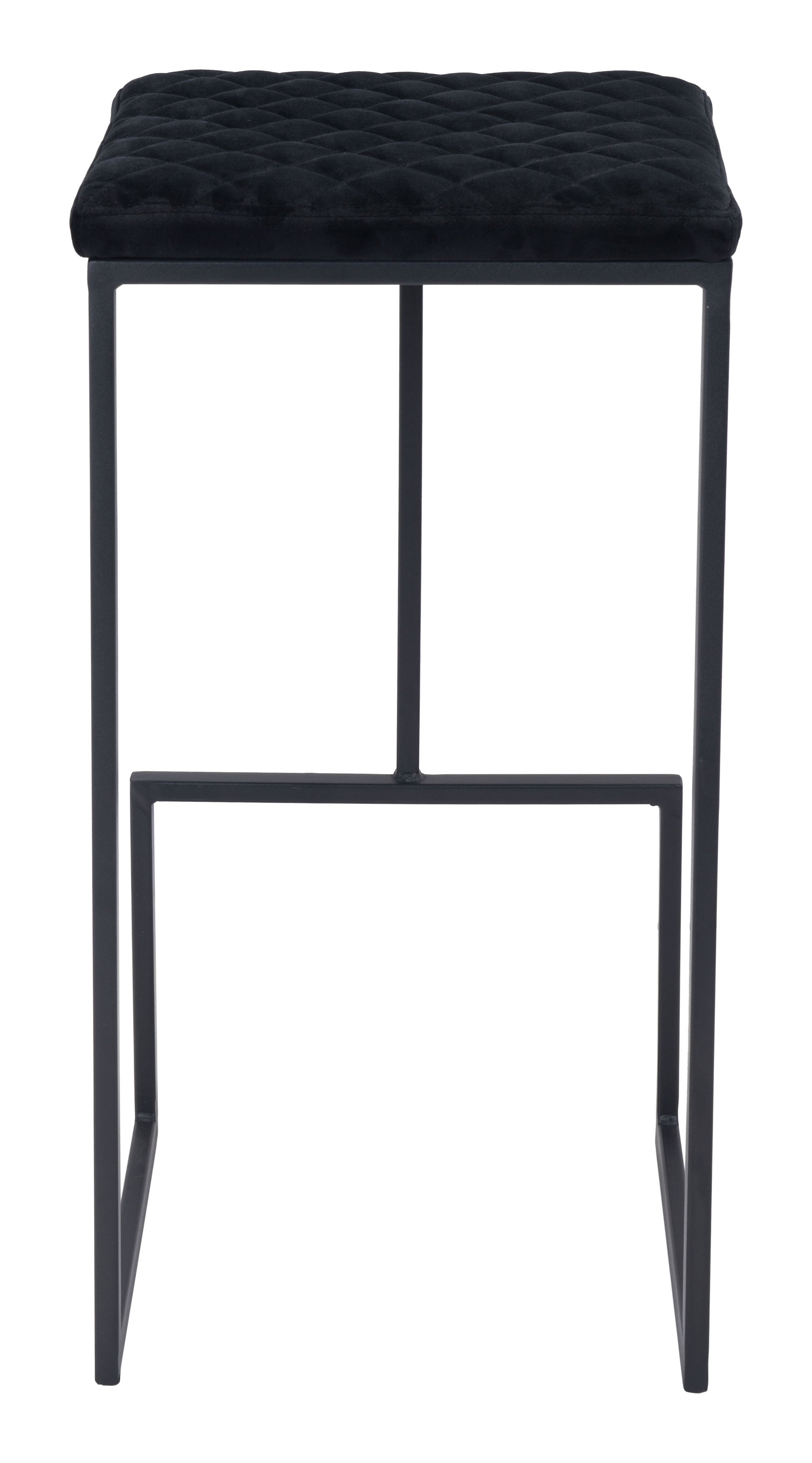 15" x 15.4" x 29.5" Black, Velvet, Steel & Plywood, Barstool