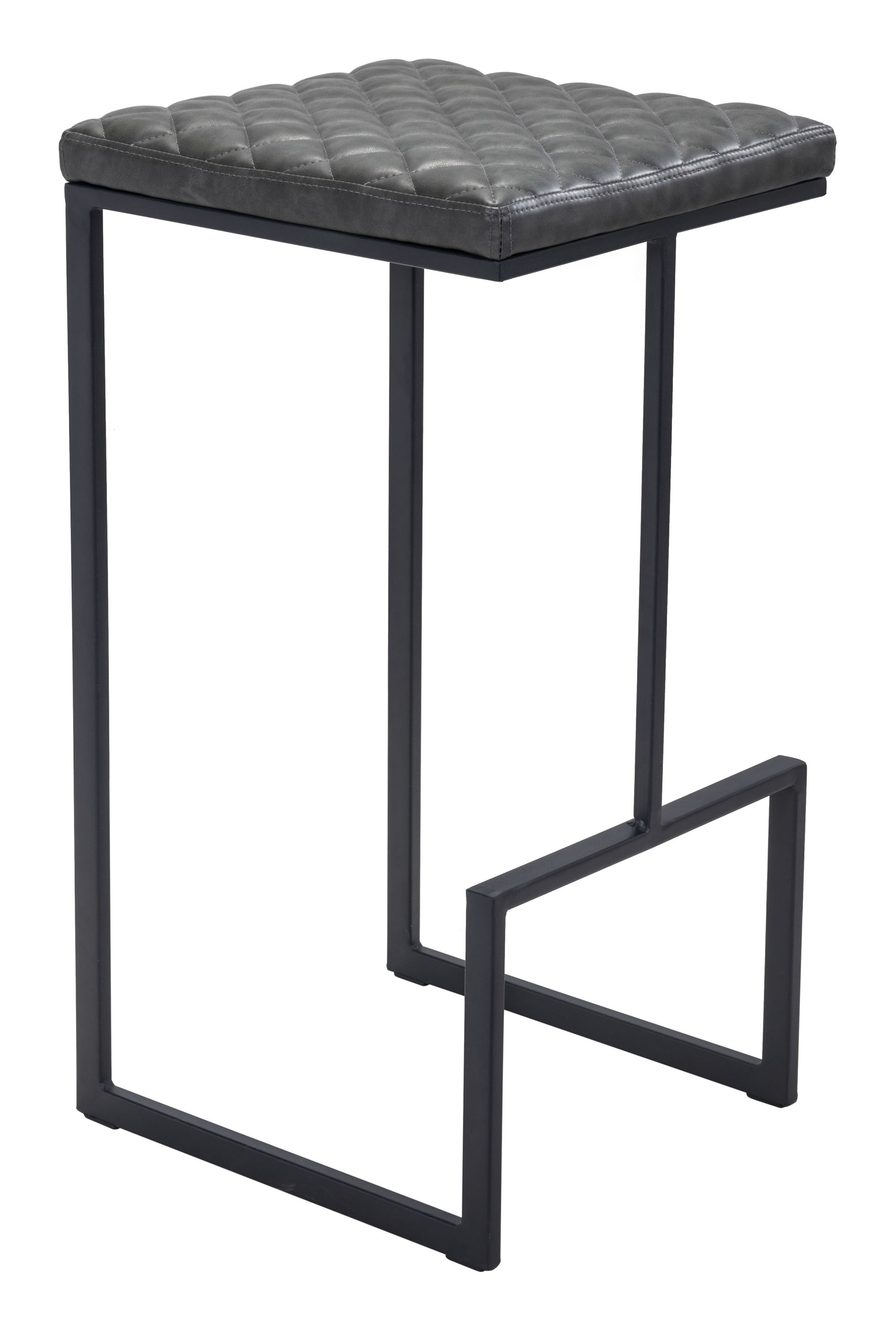 15" x 15.4" x 29.5" Gray, Leatherette, Steel & Plywood, Barstool