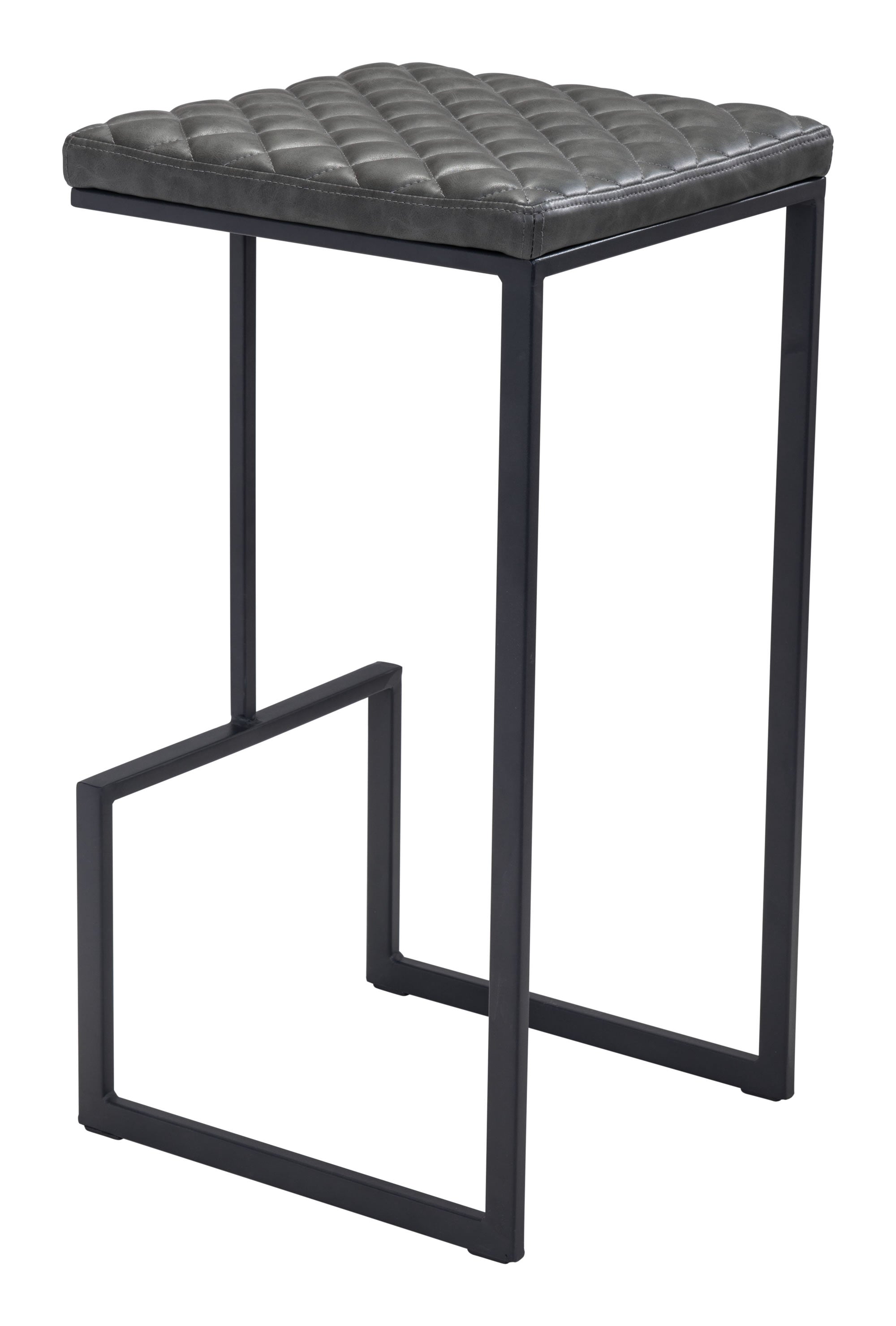 15" x 15.4" x 29.5" Gray, Leatherette, Steel & Plywood, Barstool