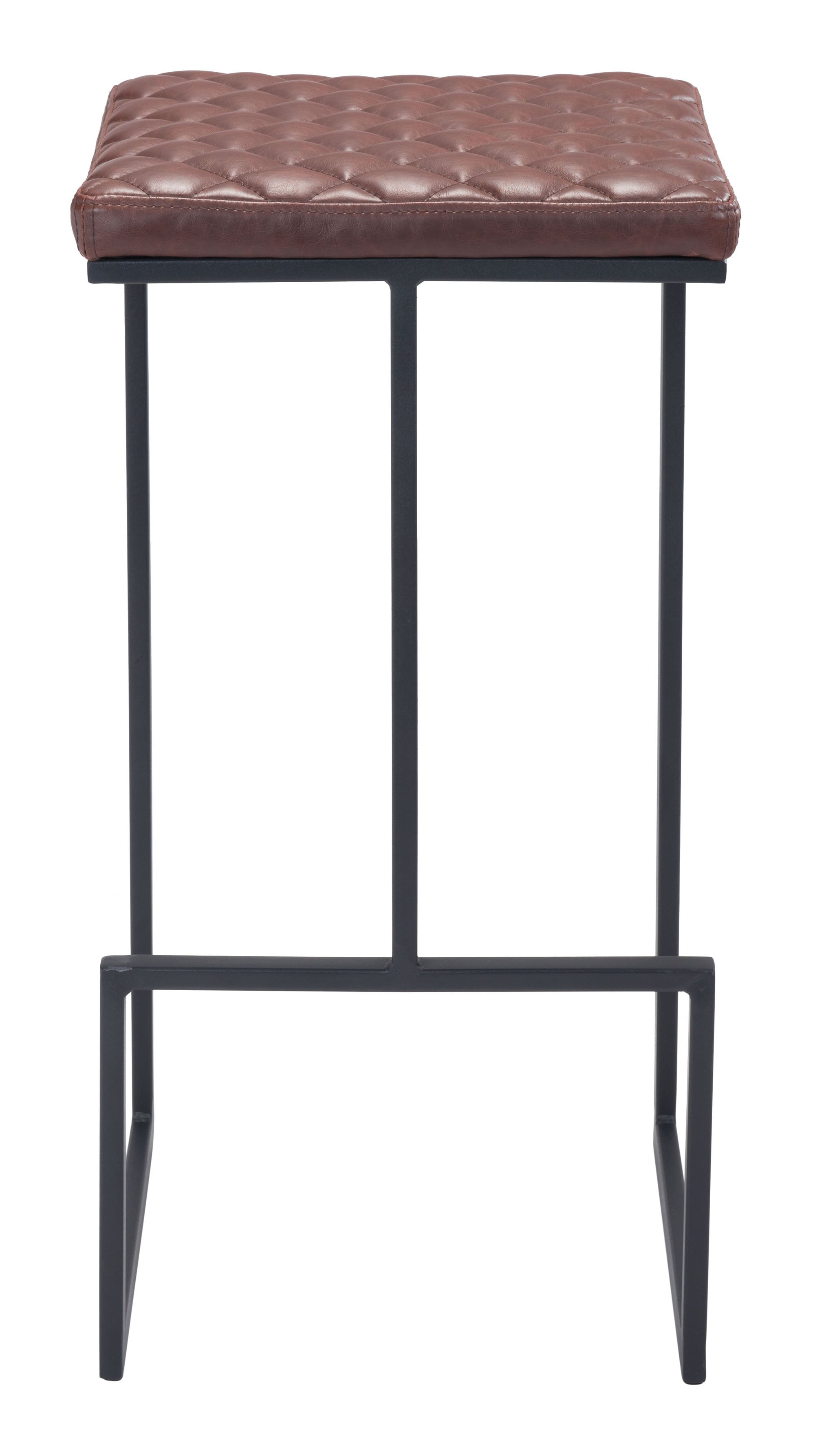 15" x 15.4" x 29.5" Brown, Leatherette, Steel & Plywood, Barstool