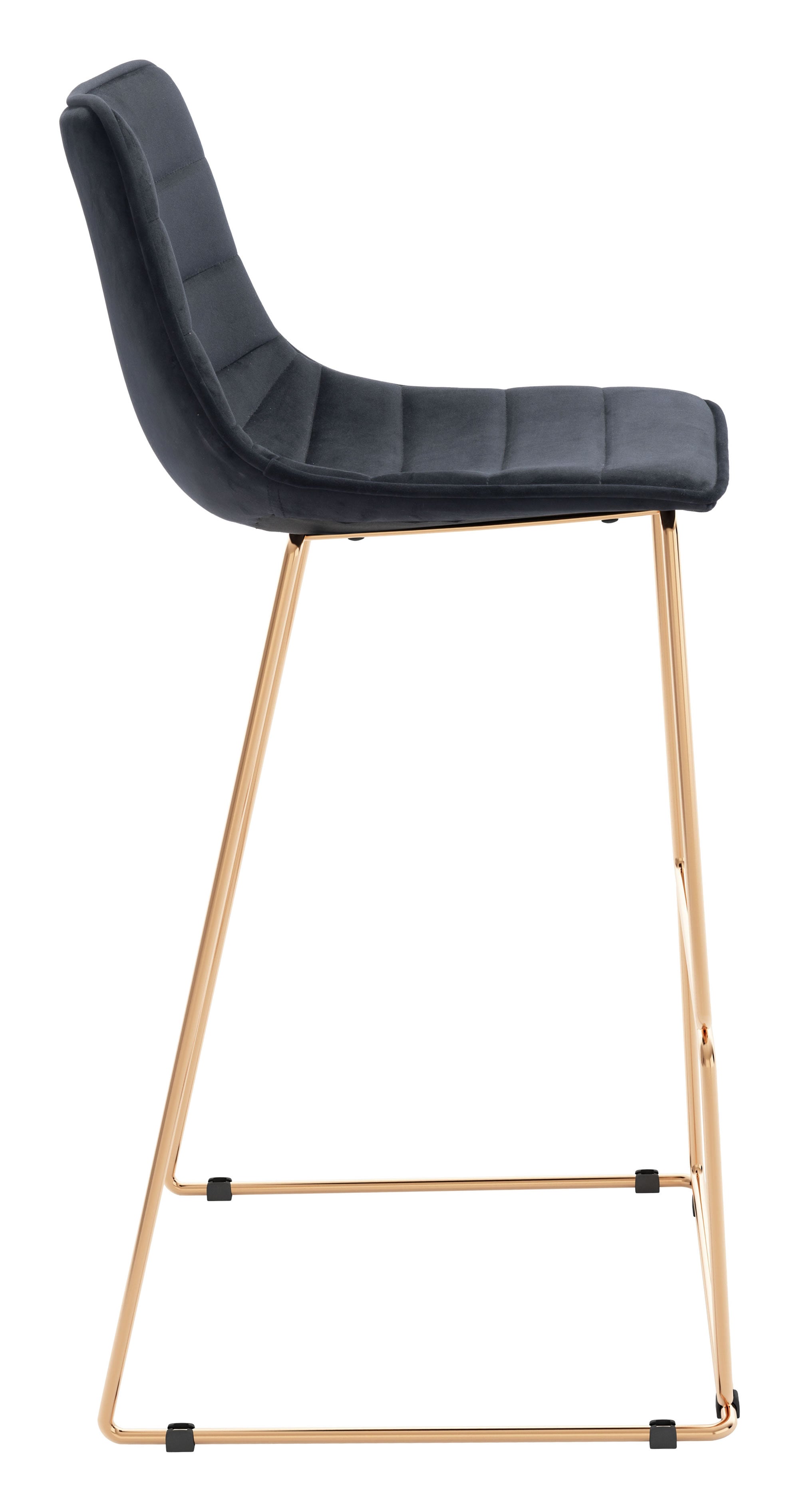 Fun Black Velvet and Rose Gold Finish Barstool