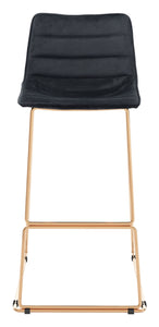 Fun Black Velvet and Rose Gold Finish Barstool