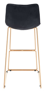 Fun Black Velvet and Rose Gold Finish Barstool