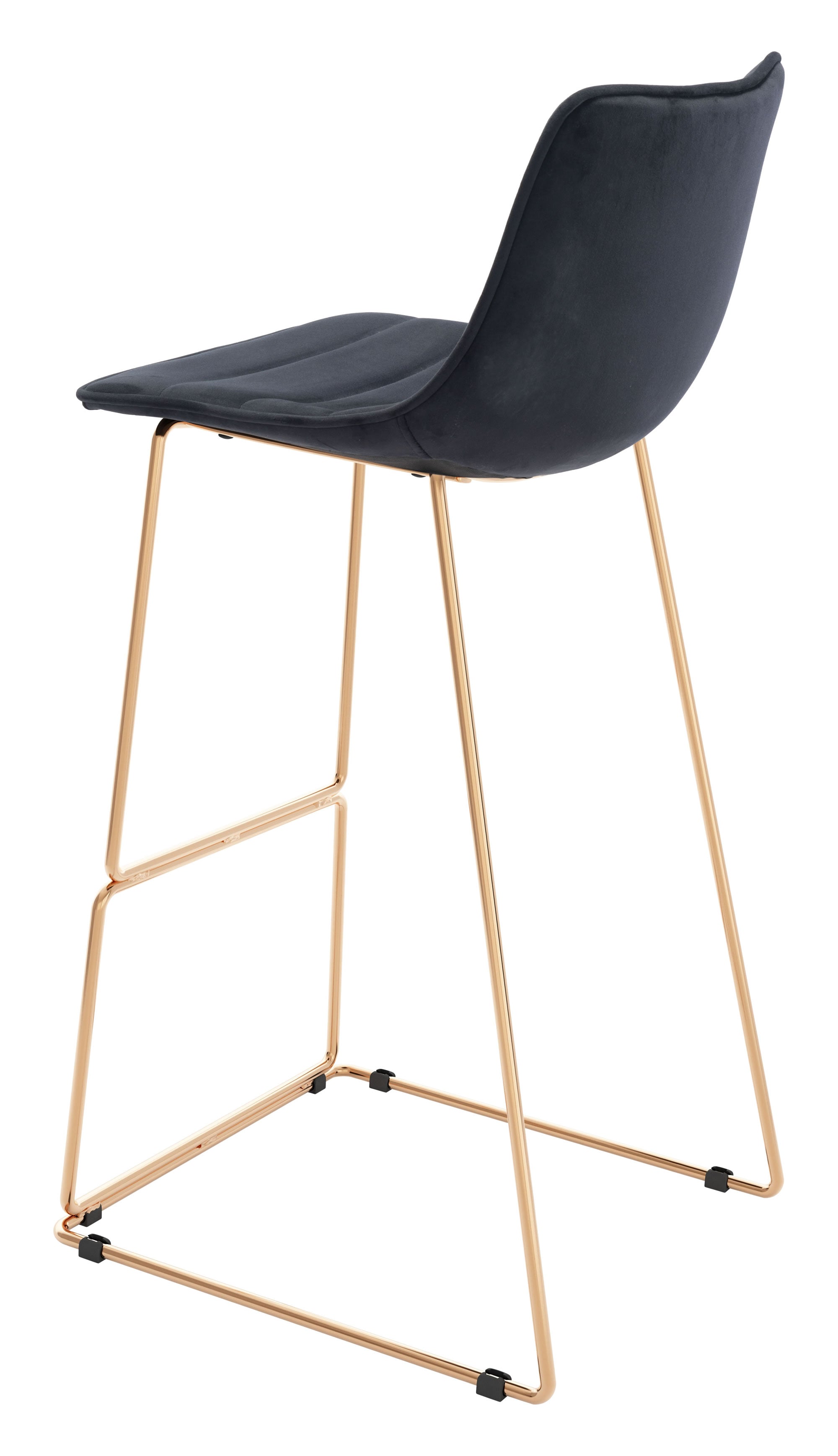 Fun Black Velvet and Rose Gold Finish Barstool