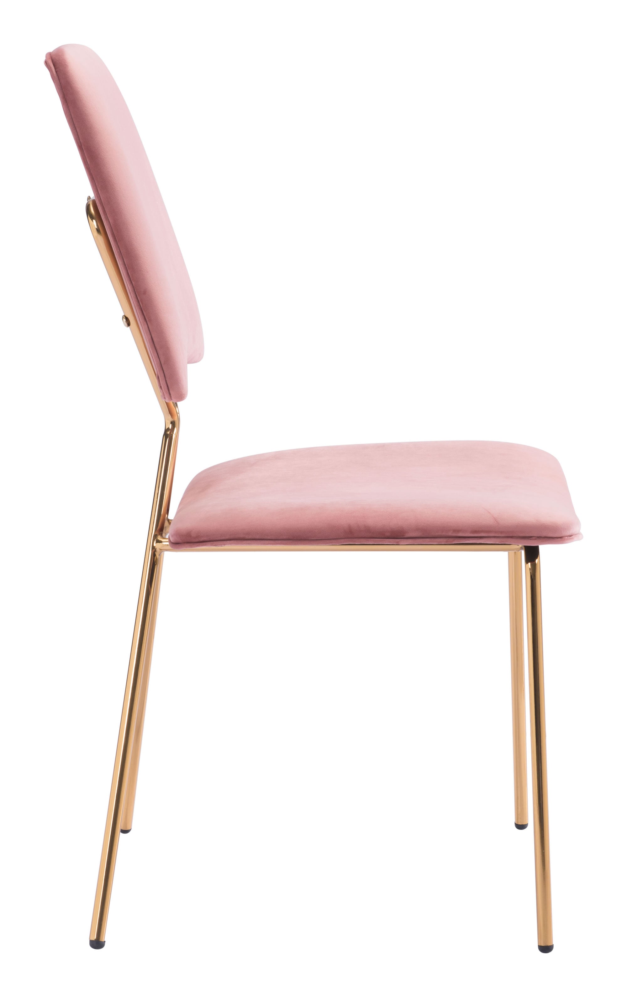 19.7" x 21.9" x 35.8" Pink & Gold, Velvet, Steel & Plywood, Chair - Set of 2