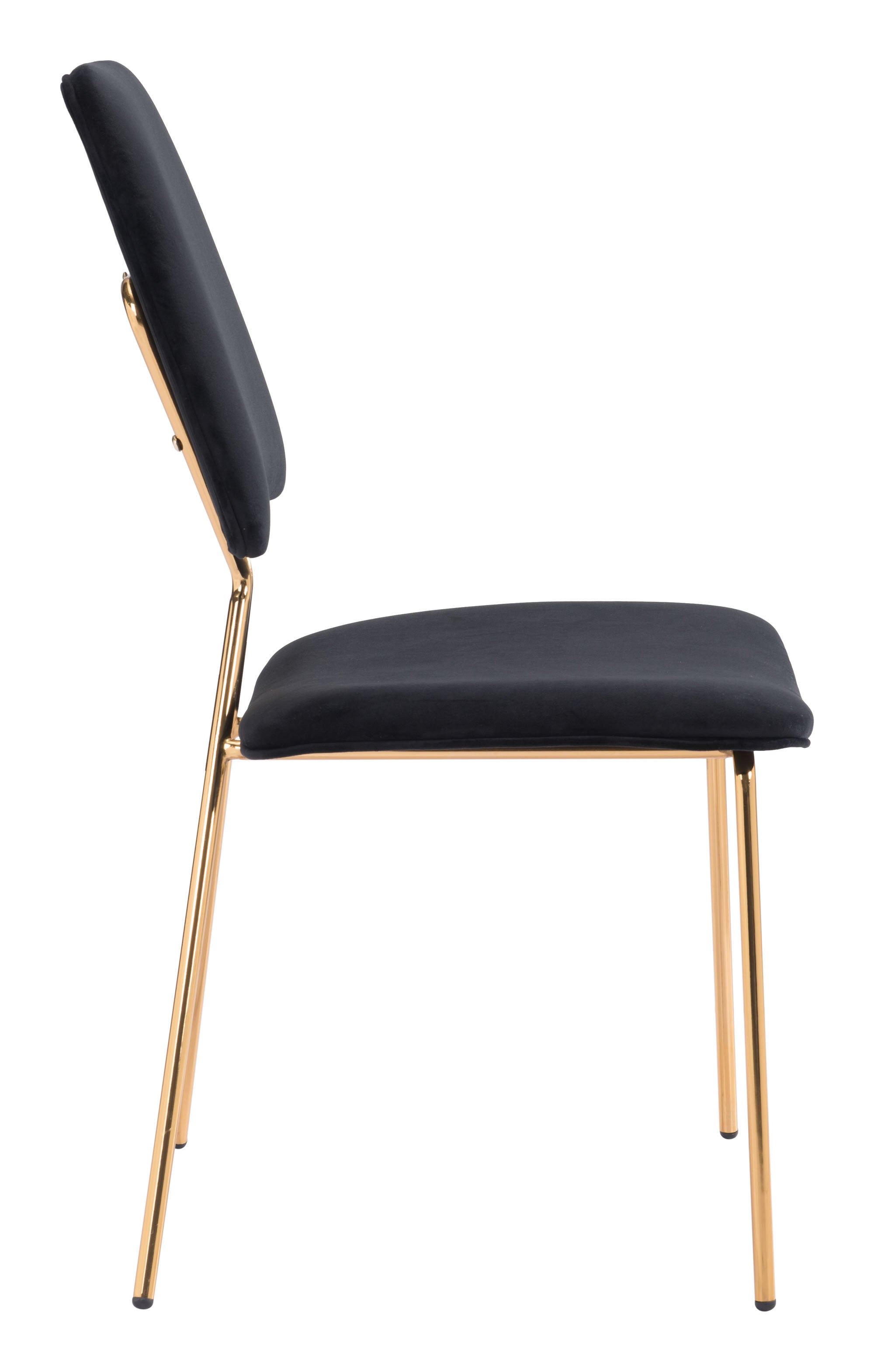19.7" x 21.9" x 35.8" Black & Gold, Velvet, Steel & Plywood, Chair - Set of 2
