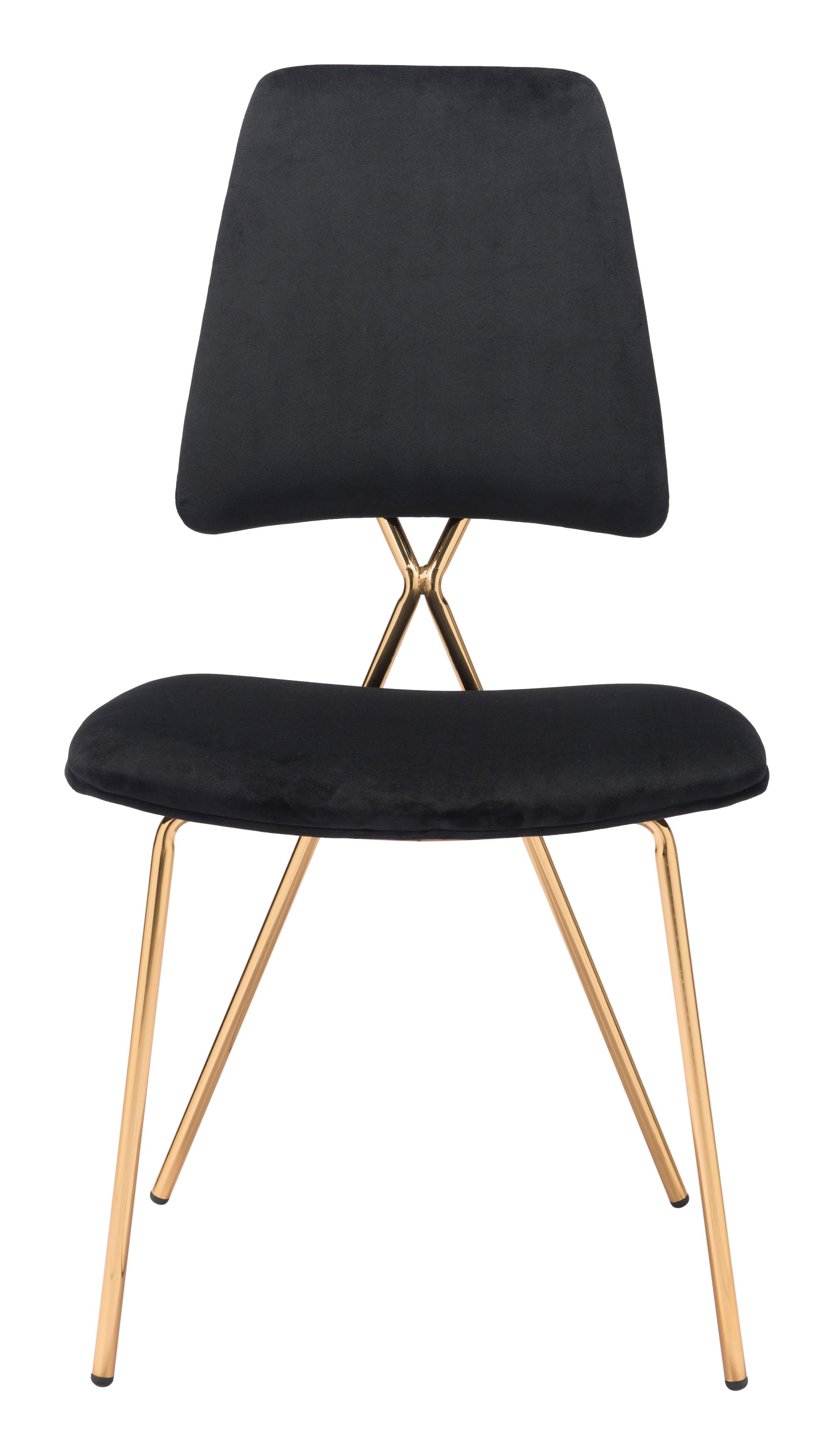 19.7" x 21.9" x 35.8" Black & Gold, Velvet, Steel & Plywood, Chair - Set of 2
