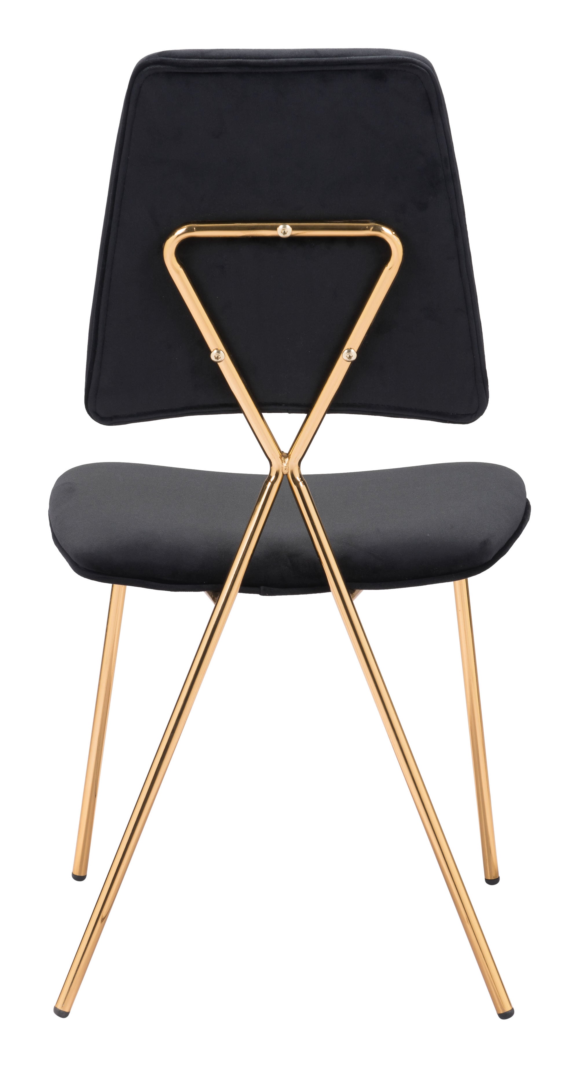 19.7" x 21.9" x 35.8" Black & Gold, Velvet, Steel & Plywood, Chair - Set of 2