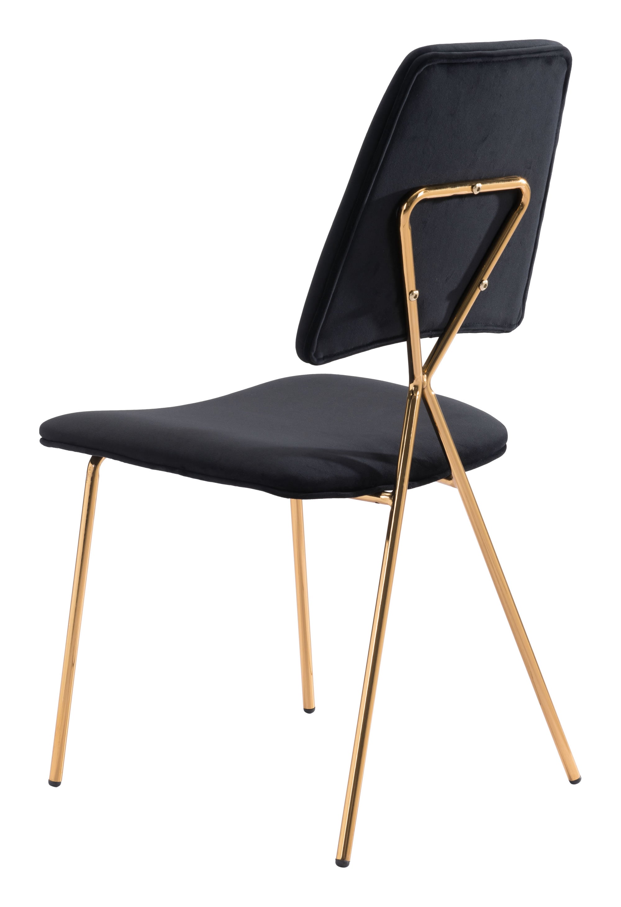 19.7" x 21.9" x 35.8" Black & Gold, Velvet, Steel & Plywood, Chair - Set of 2