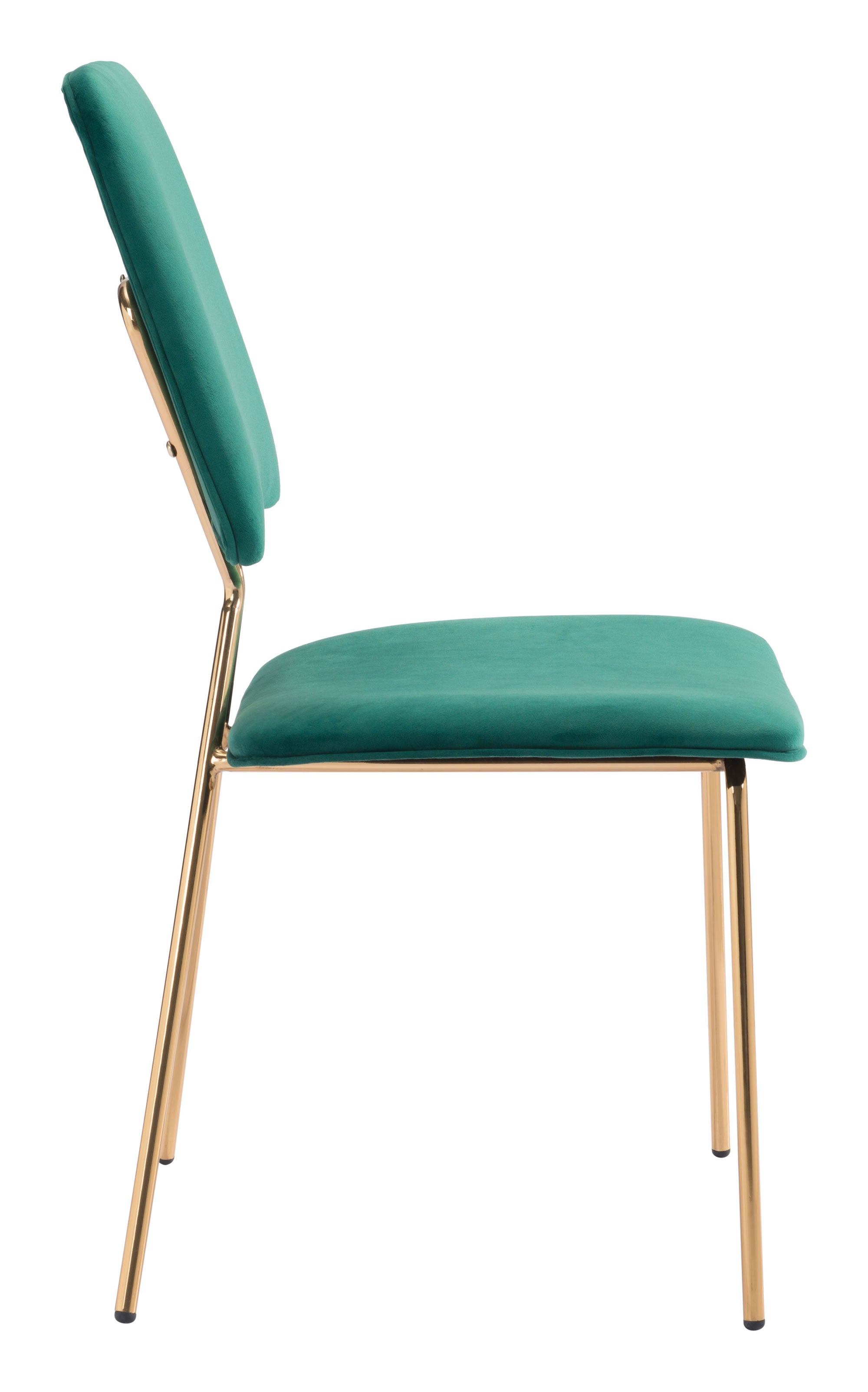 19.7" x 21.9" x 35.8" Green & Gold, Velvet, Steel & Plywood, Chair - Set of 2