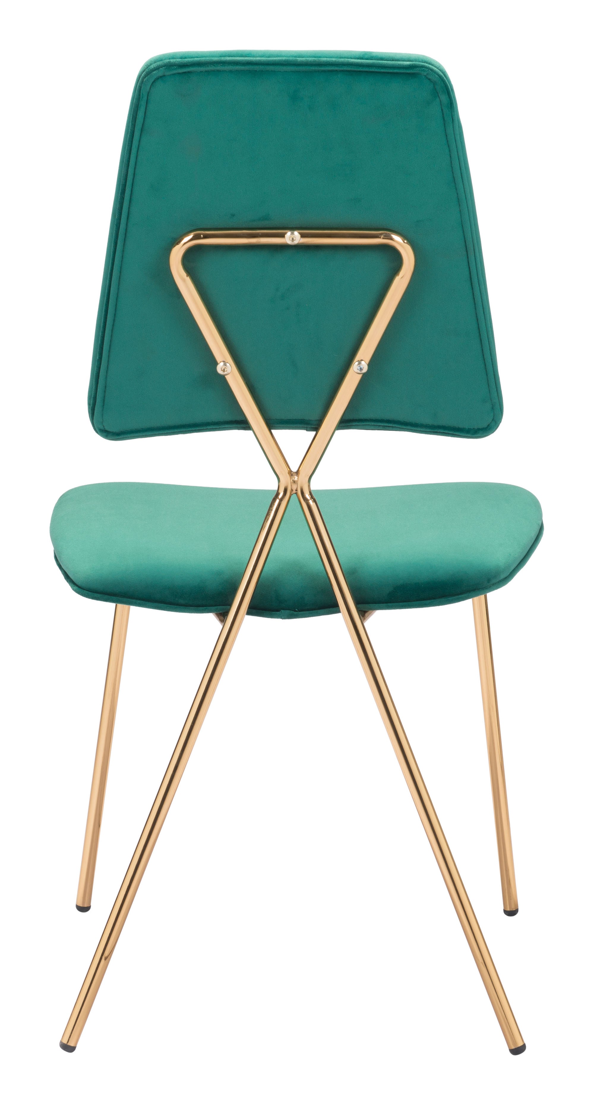 19.7" x 21.9" x 35.8" Green & Gold, Velvet, Steel & Plywood, Chair - Set of 2