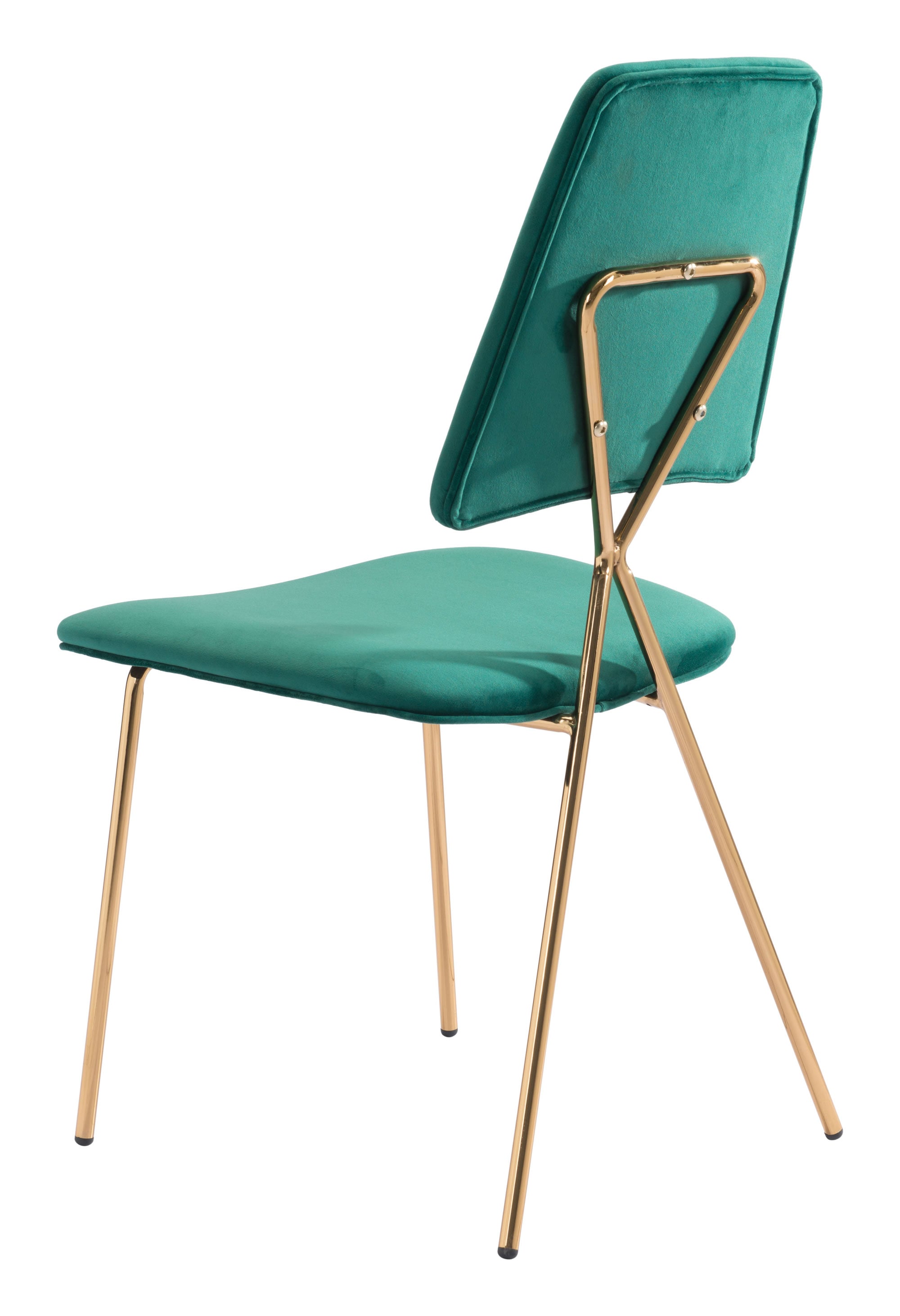 19.7" x 21.9" x 35.8" Green & Gold, Velvet, Steel & Plywood, Chair - Set of 2