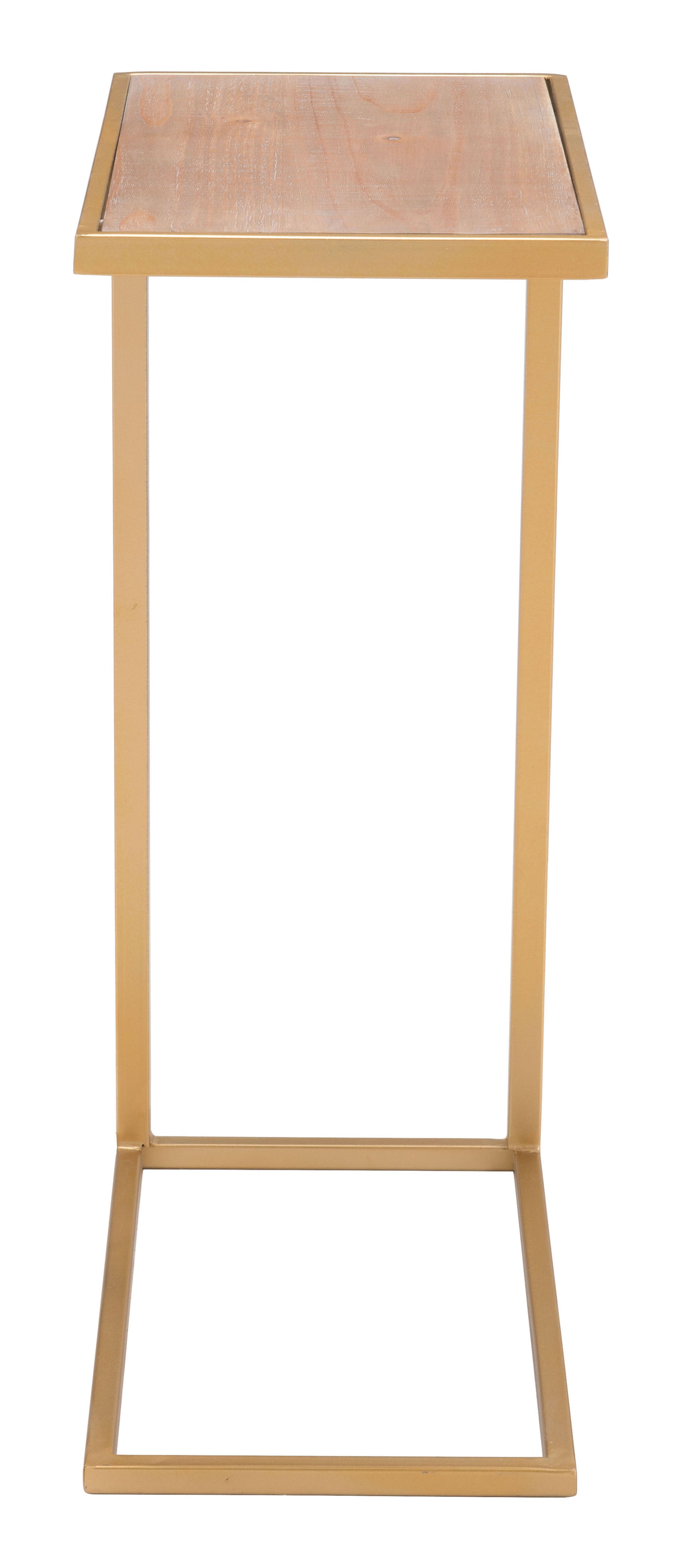 Contemporary Gold Finish TV Side Table with Outlet