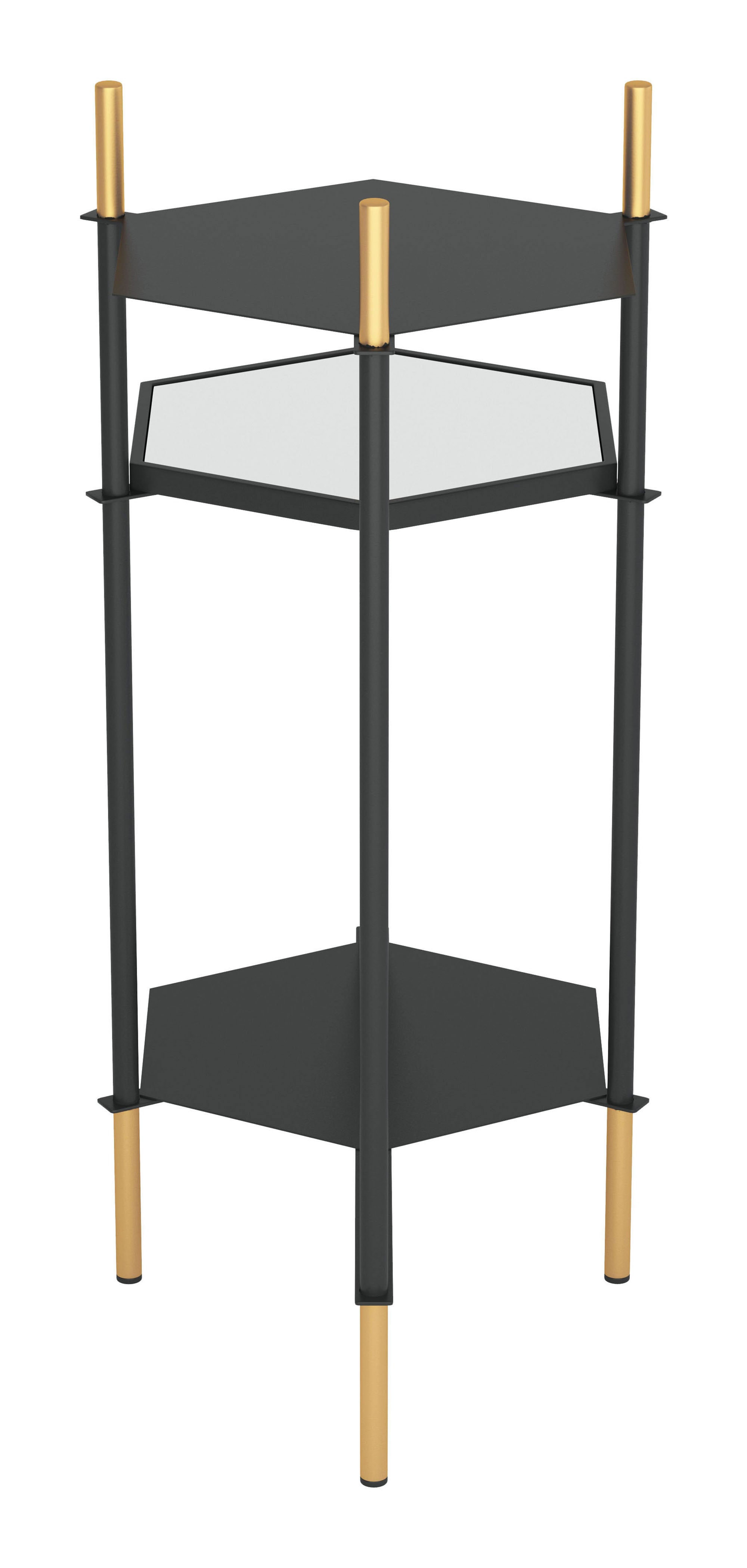 Sleek Modern 3 Level Black and Gold Accent Side Table