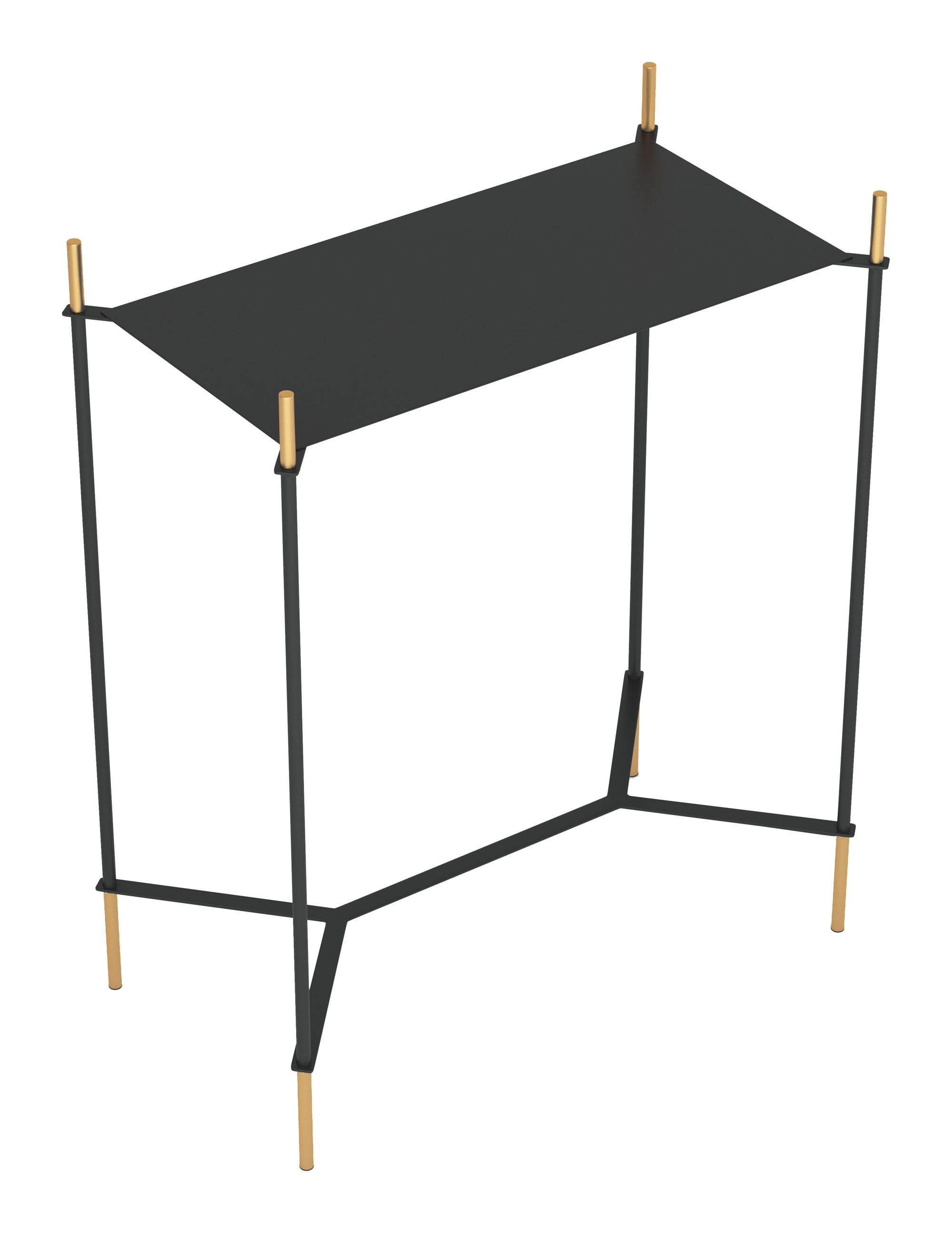 19.3" x 10.4" x 24.2" Gold & Black, Steel, Side Table