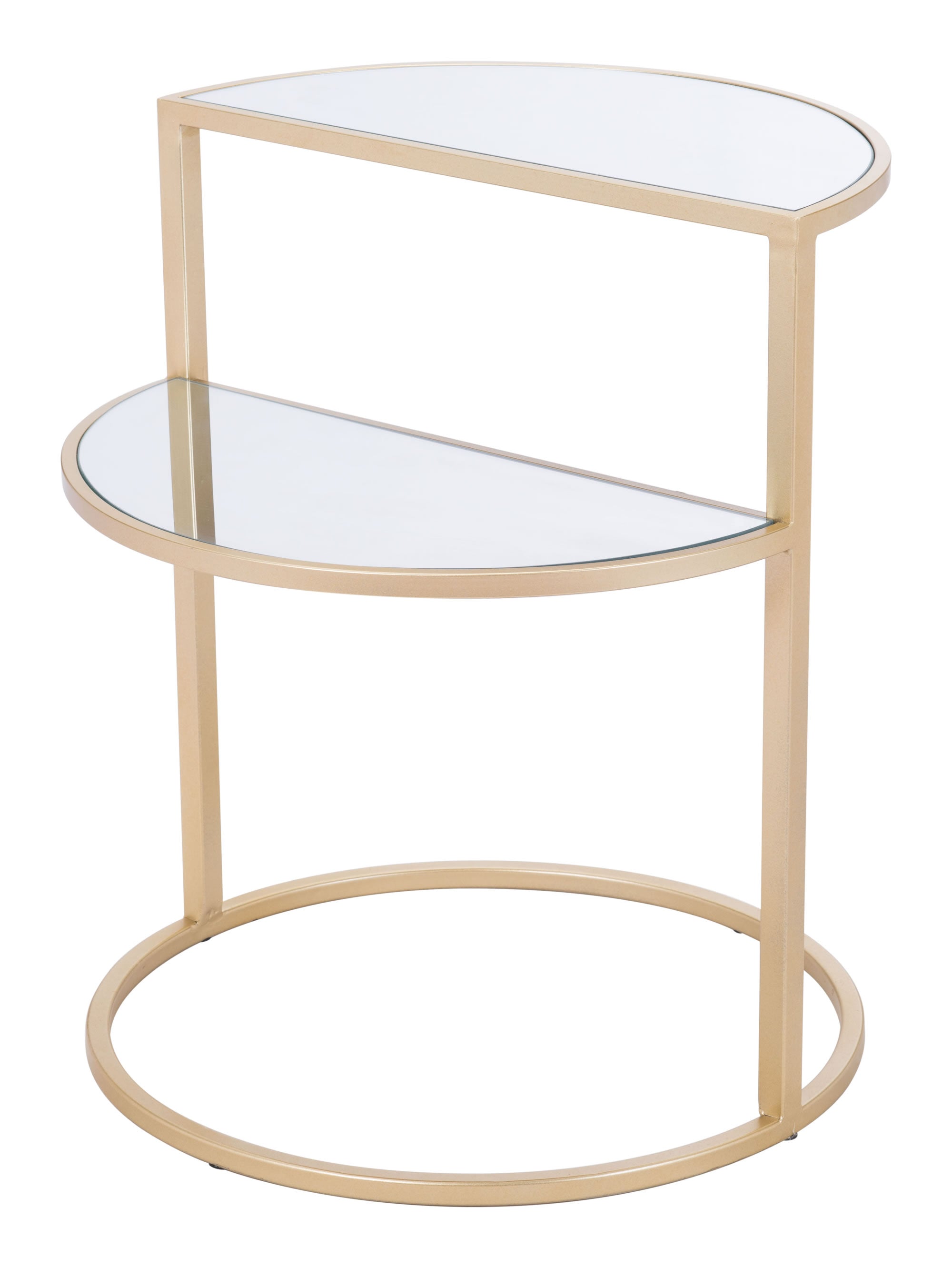 19.9" x 19.9" x 23" Gold, Mirror & Steel, Side Table