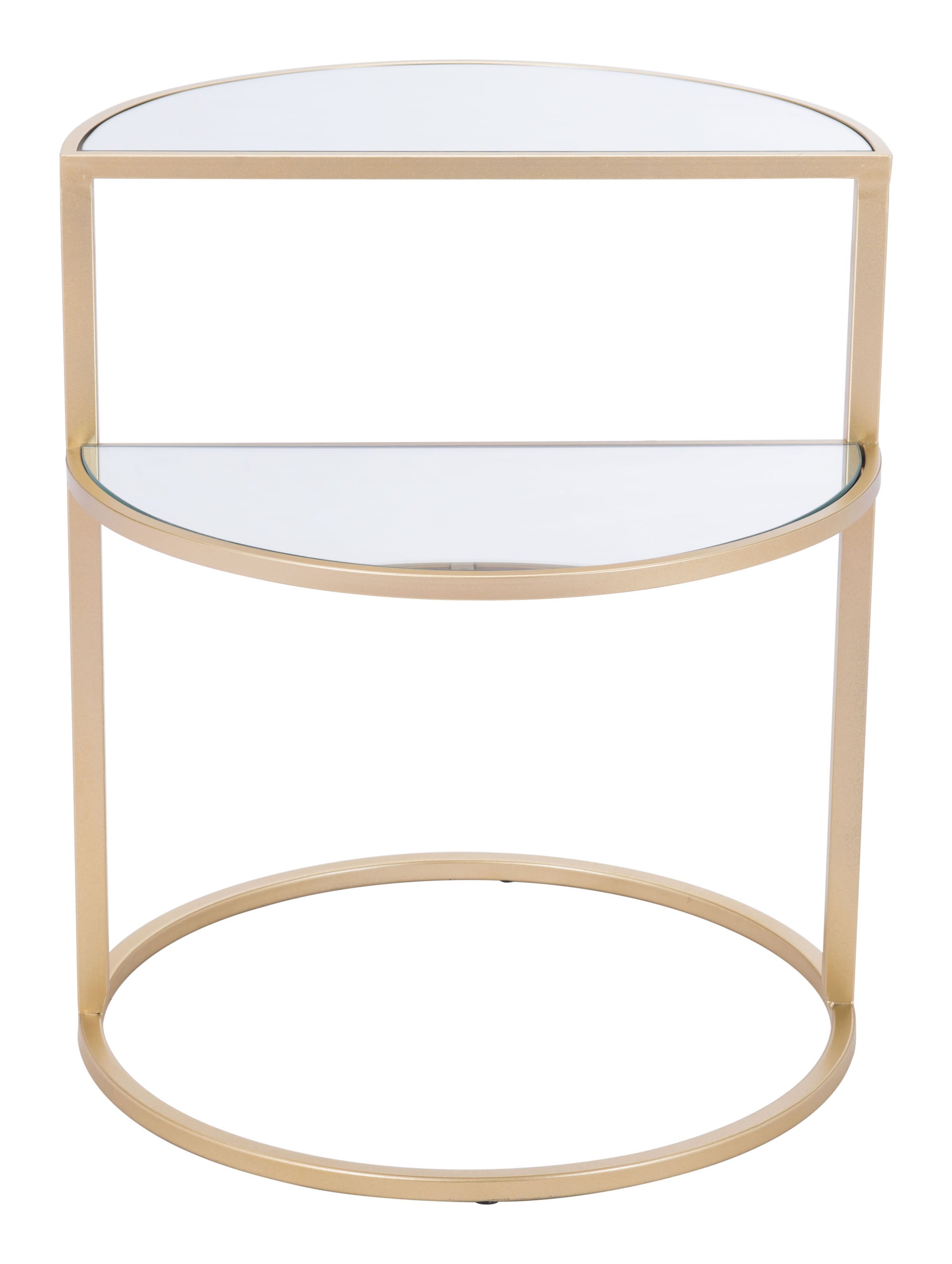 19.9" x 19.9" x 23" Gold, Mirror & Steel, Side Table