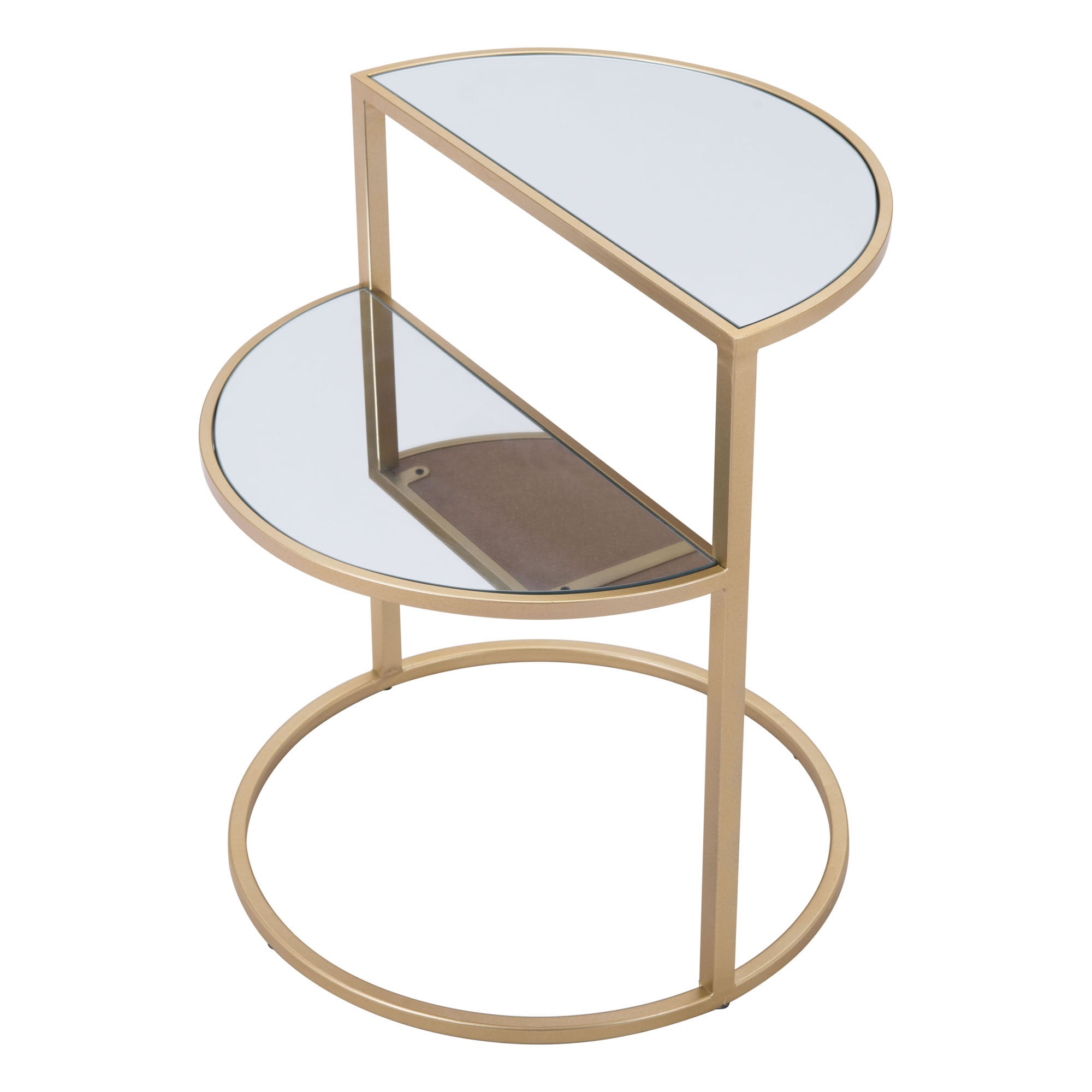 19.9" x 19.9" x 23" Gold, Mirror & Steel, Side Table