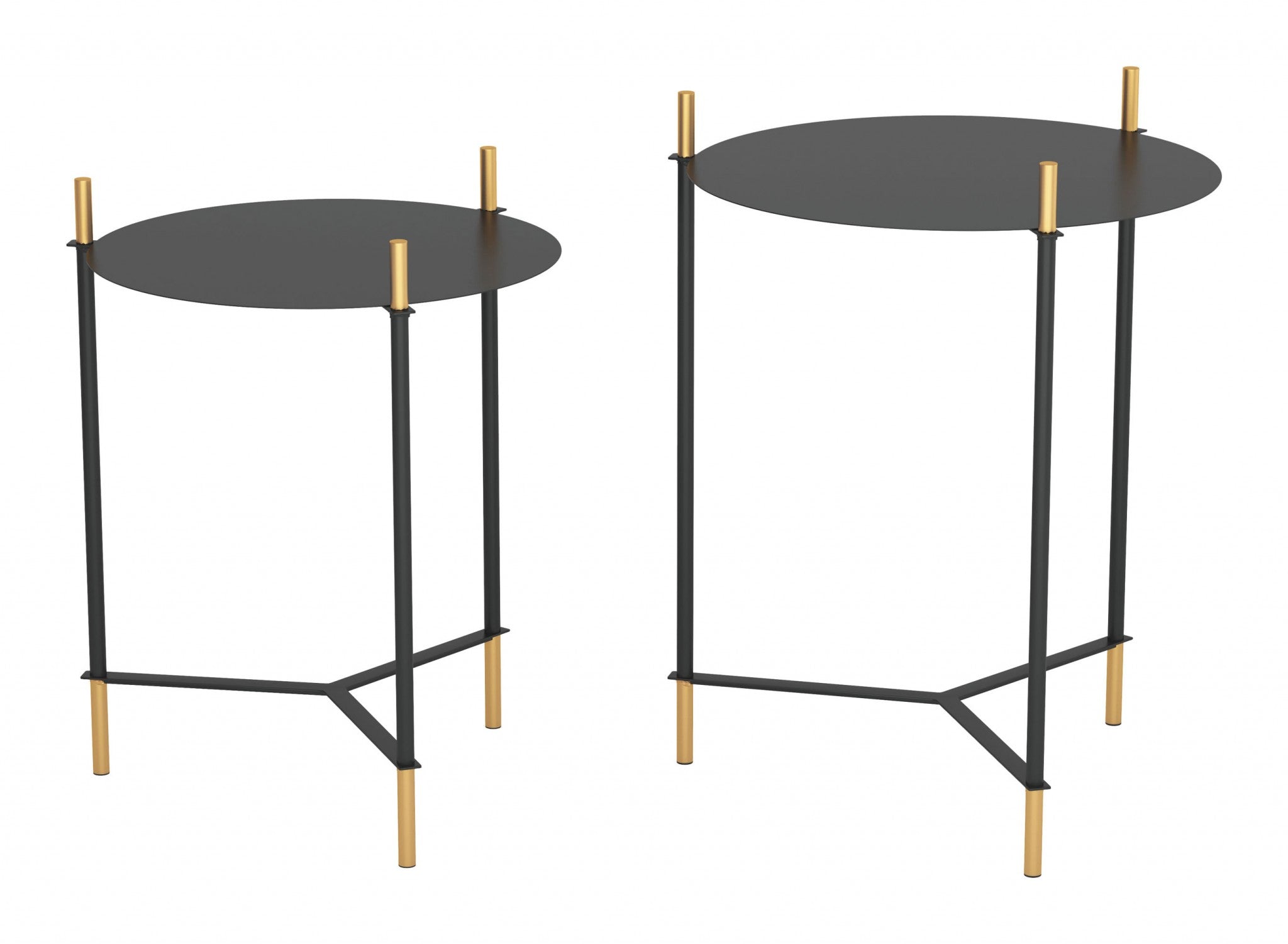 Modern Glam Black and Gold Nesting Side Table Set