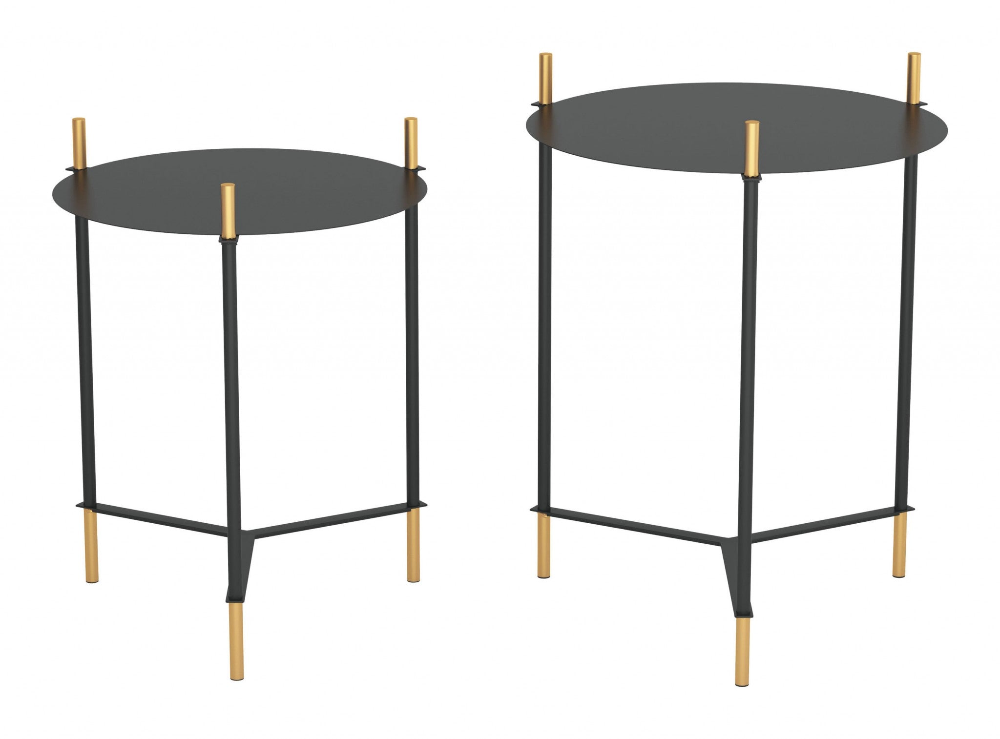 Modern Glam Black and Gold Nesting Side Table Set