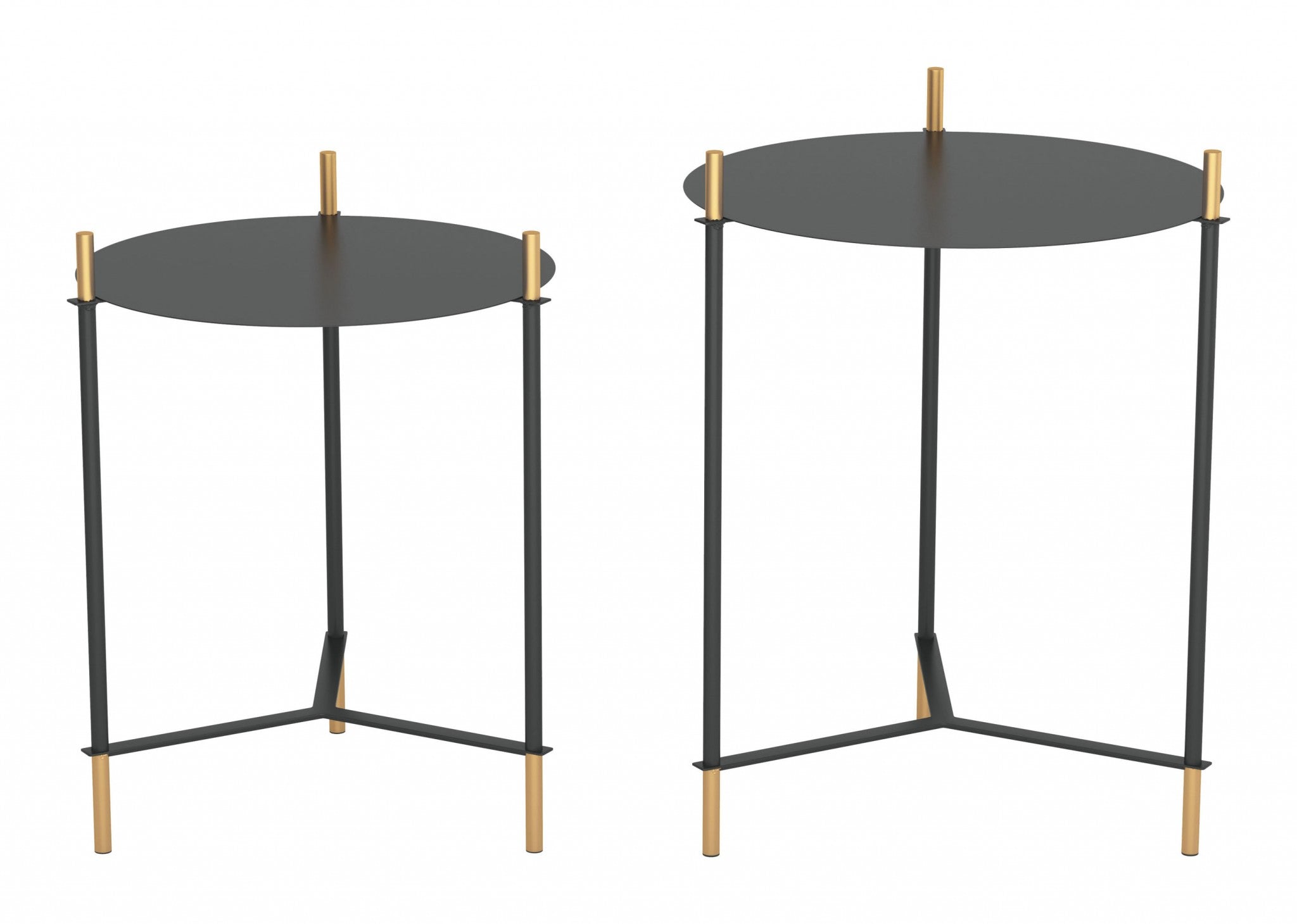 Modern Glam Black and Gold Nesting Side Table Set