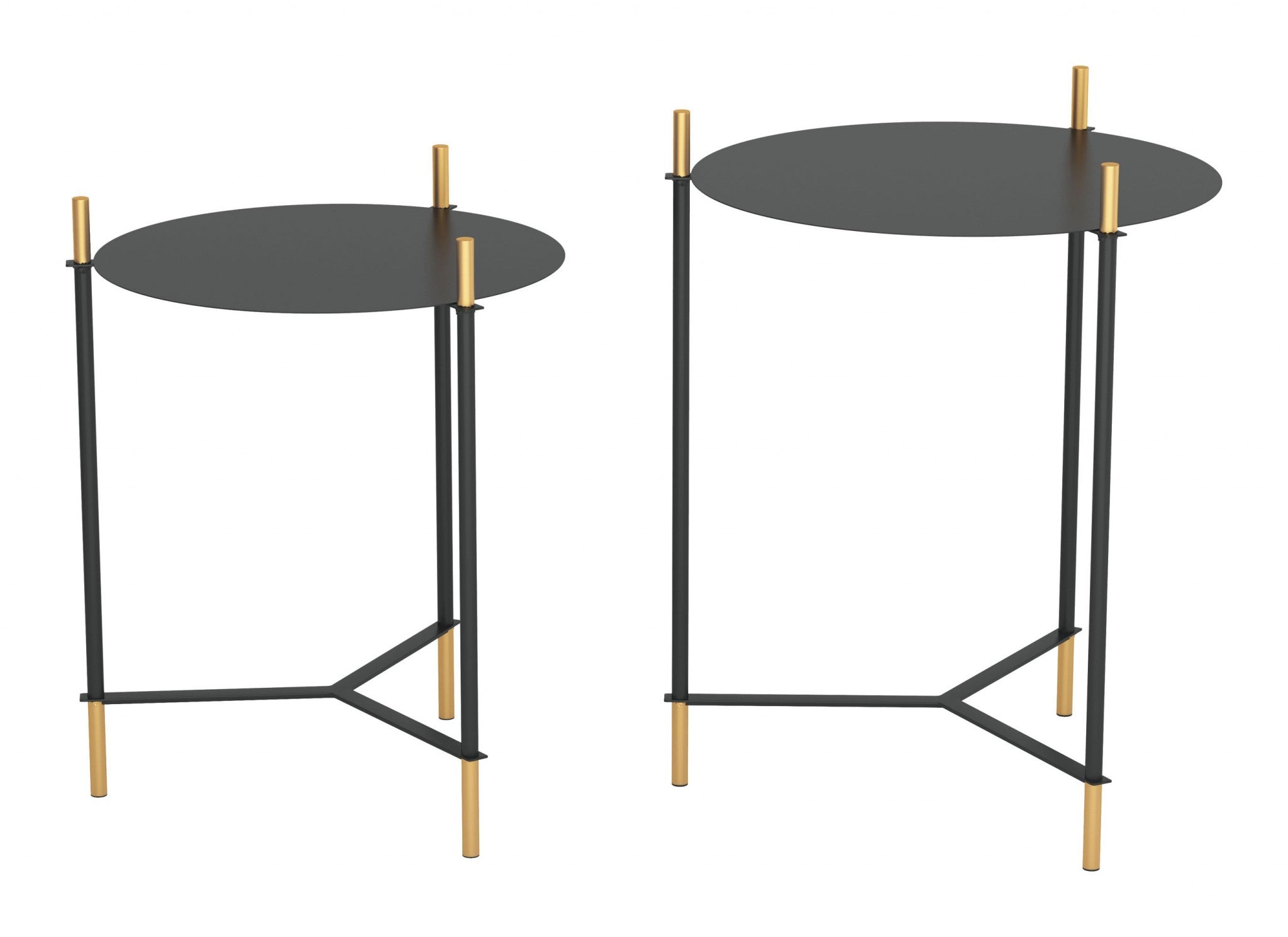 Modern Glam Black and Gold Nesting Side Table Set