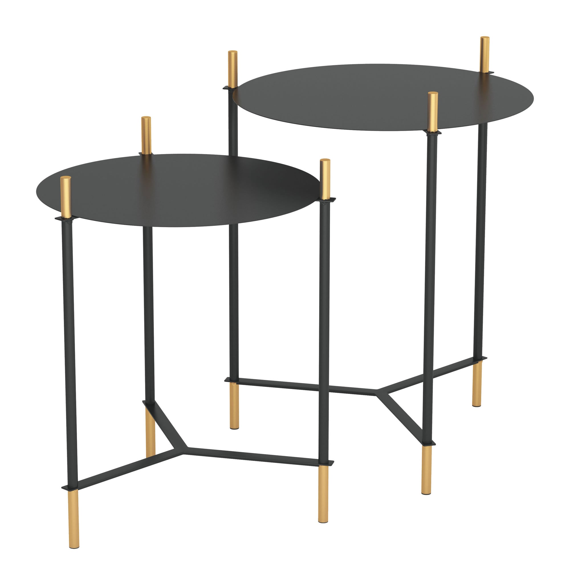 Modern Glam Black and Gold Nesting Side Table Set