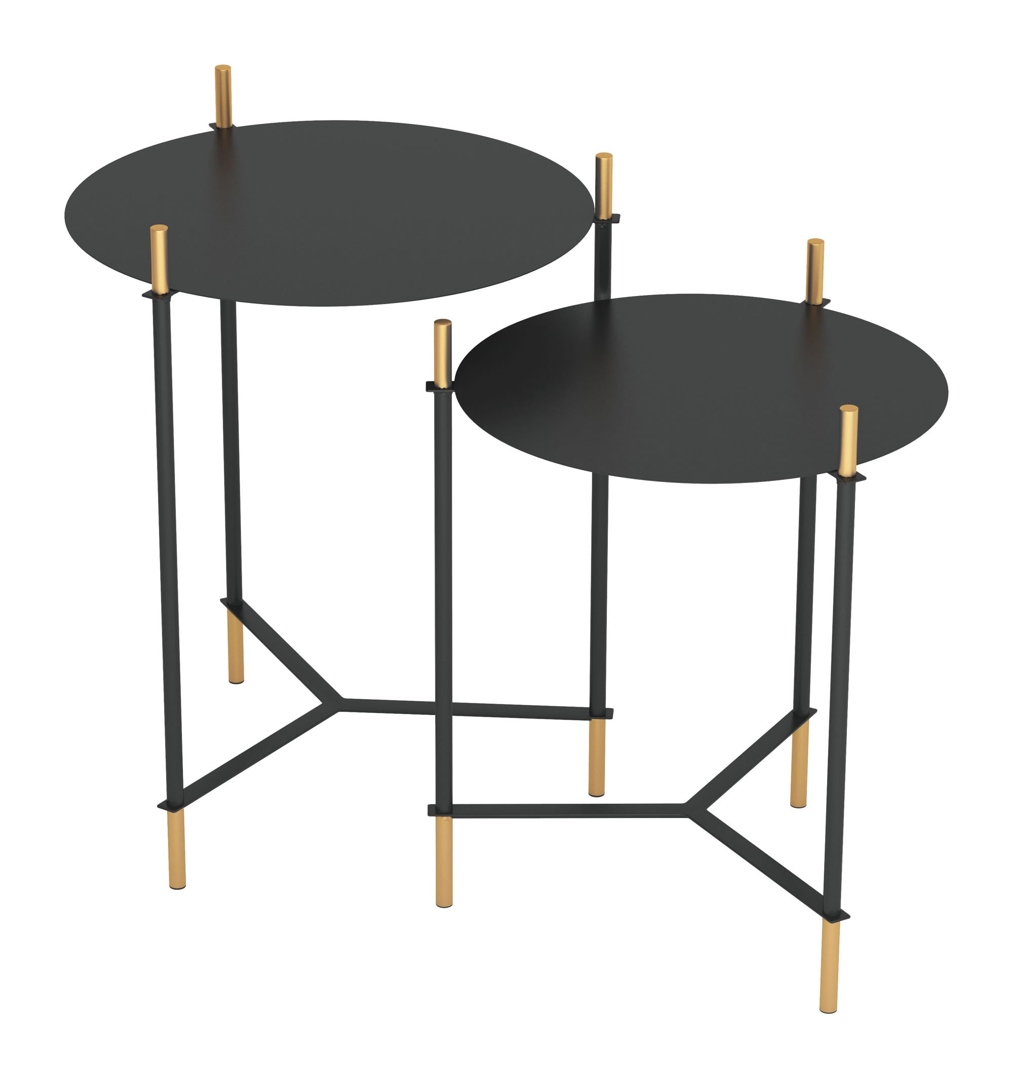 Modern Glam Black and Gold Nesting Side Table Set