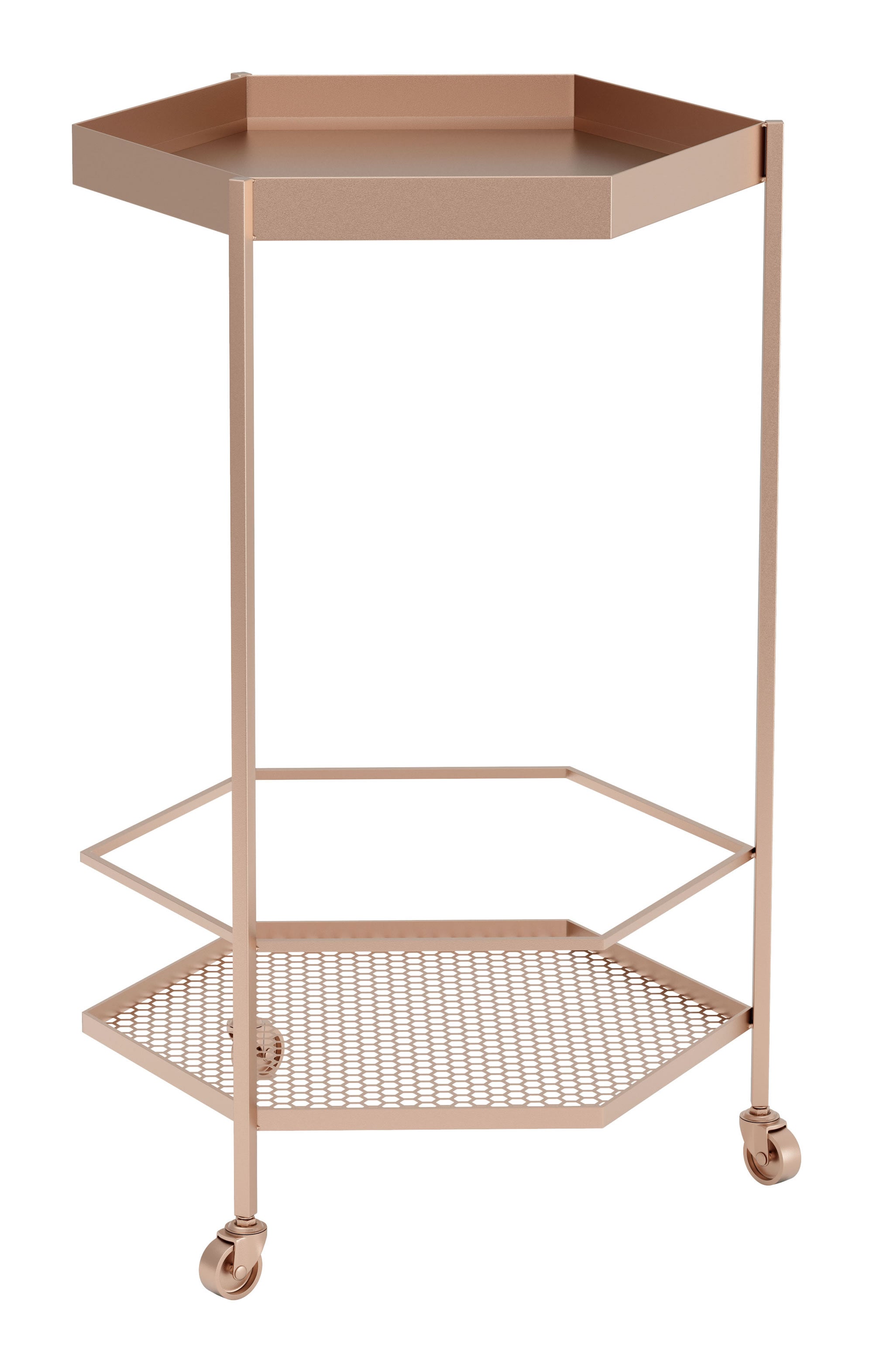 18.3" x 16.5" x 29.9" Gold Steel Bar Cart