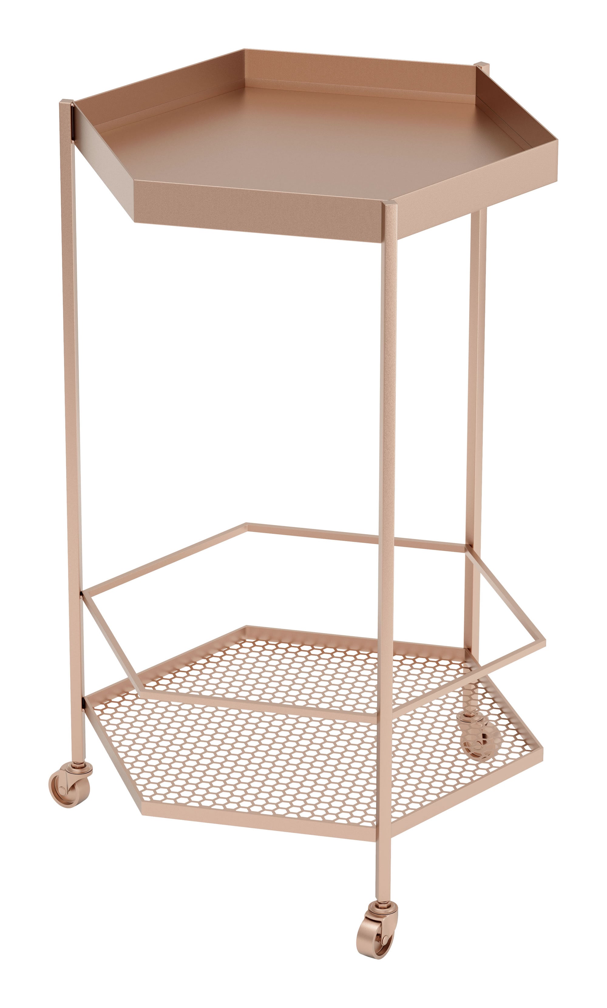 18.3" x 16.5" x 29.9" Gold Steel Bar Cart