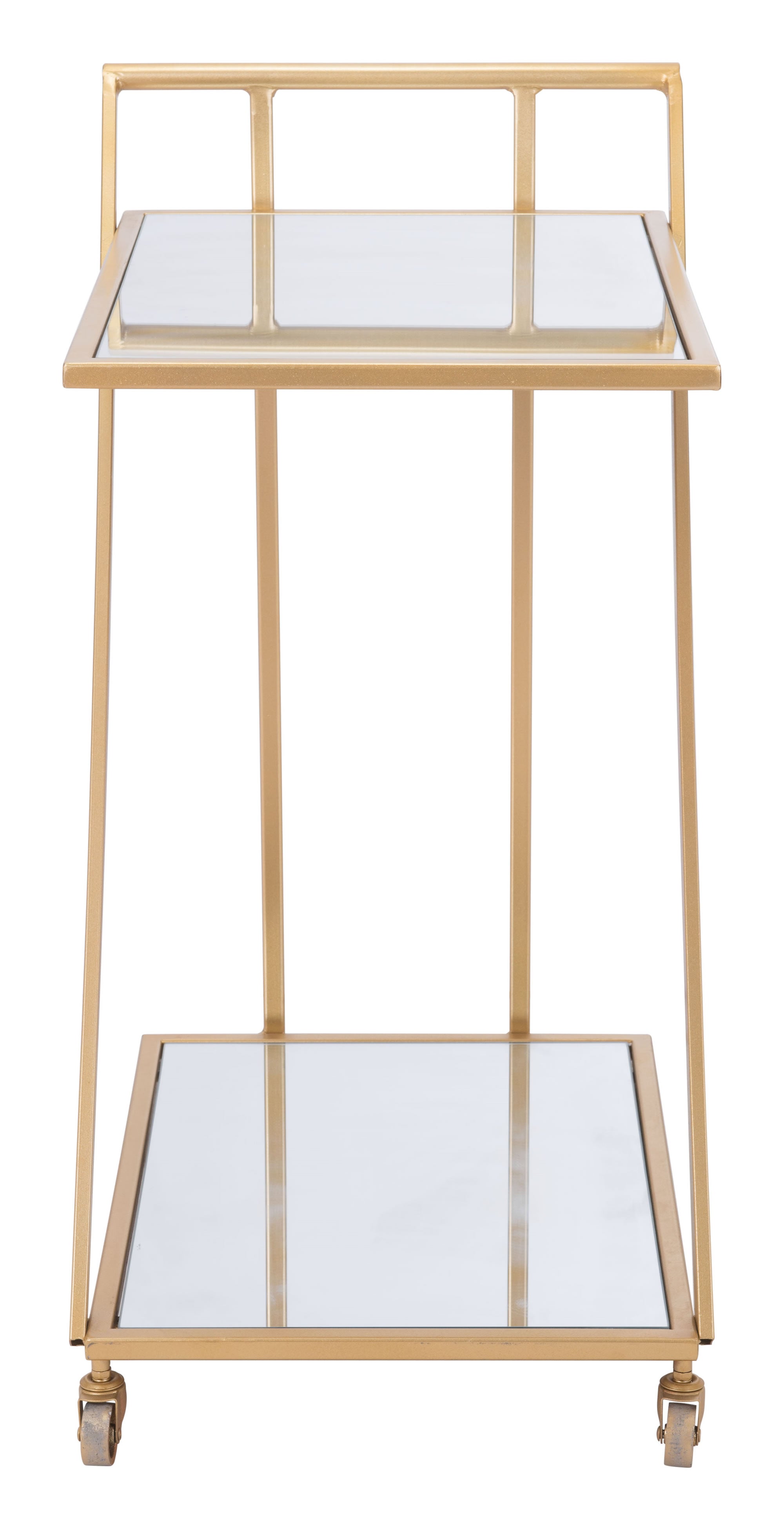 22" x 15.9" x 31.9" Gold, Mirror & Steel, Bar Cart