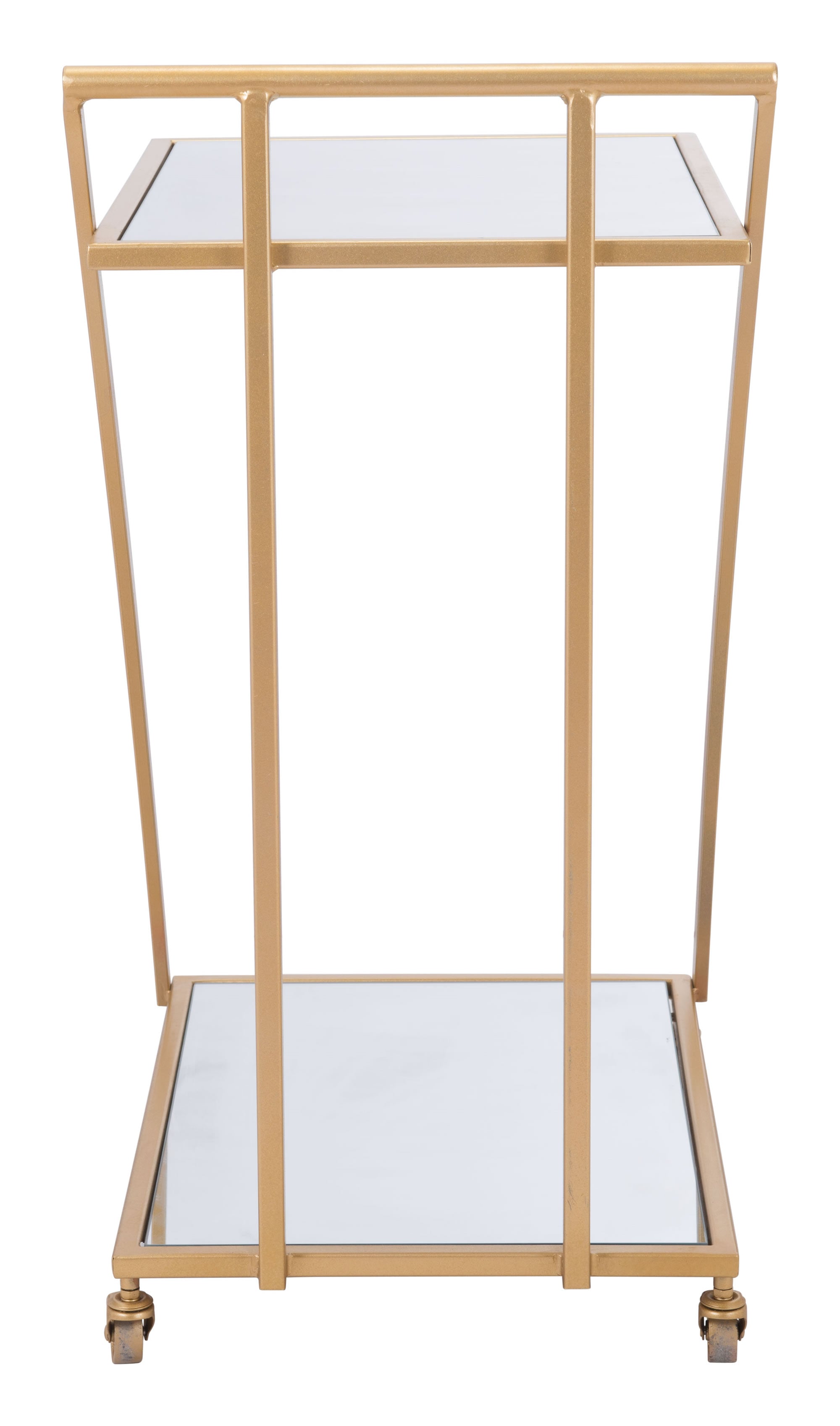 22" x 15.9" x 31.9" Gold, Mirror & Steel, Bar Cart