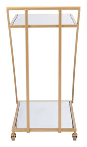22" x 15.9" x 31.9" Gold, Mirror & Steel, Bar Cart
