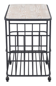 24" x 15" x 24" Multicolor, MDF with Veneer & Steel, Bar Cart