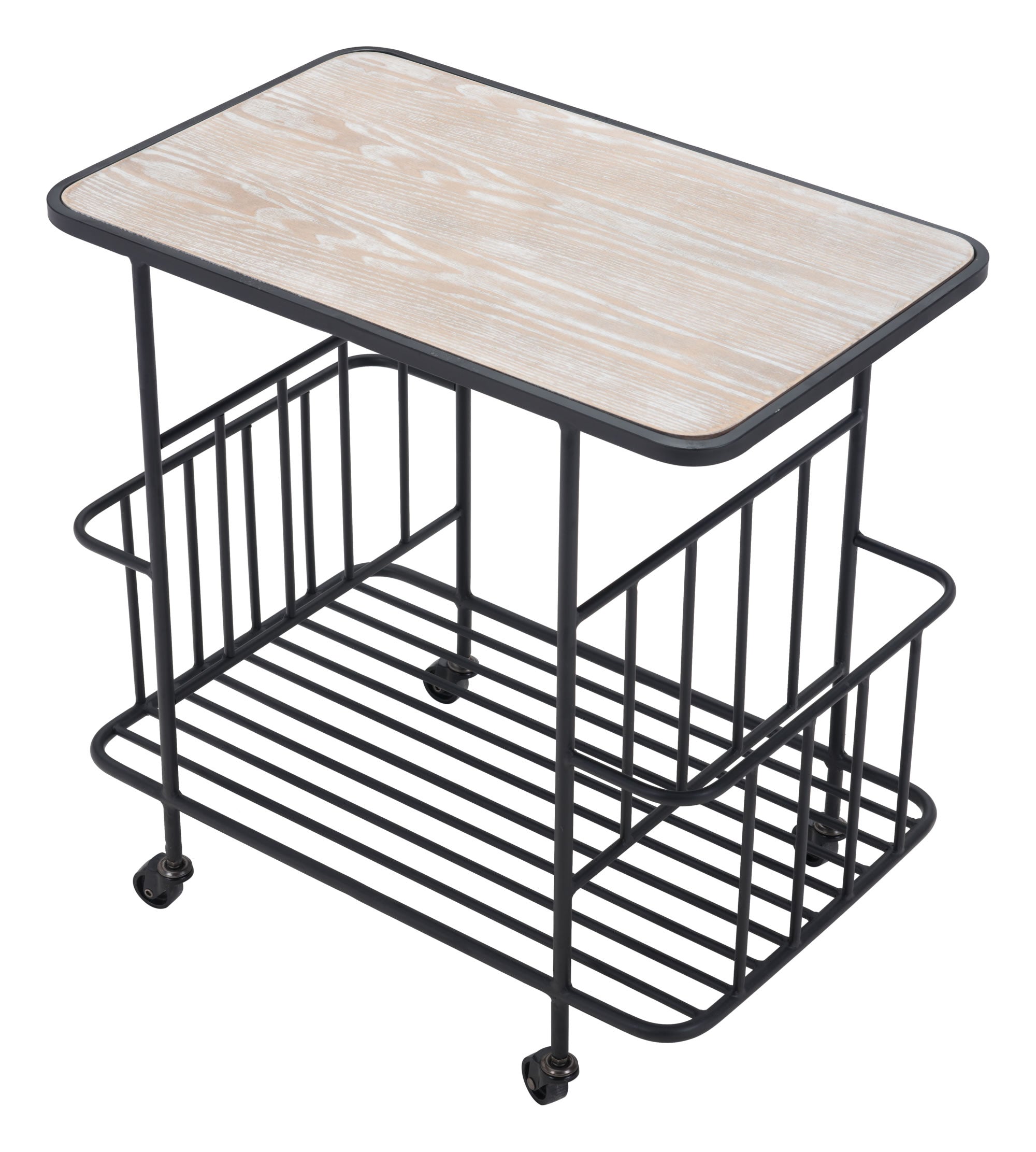 24" x 15" x 24" Multicolor, MDF with Veneer & Steel, Bar Cart