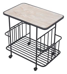 24" x 15" x 24" Multicolor, MDF with Veneer & Steel, Bar Cart