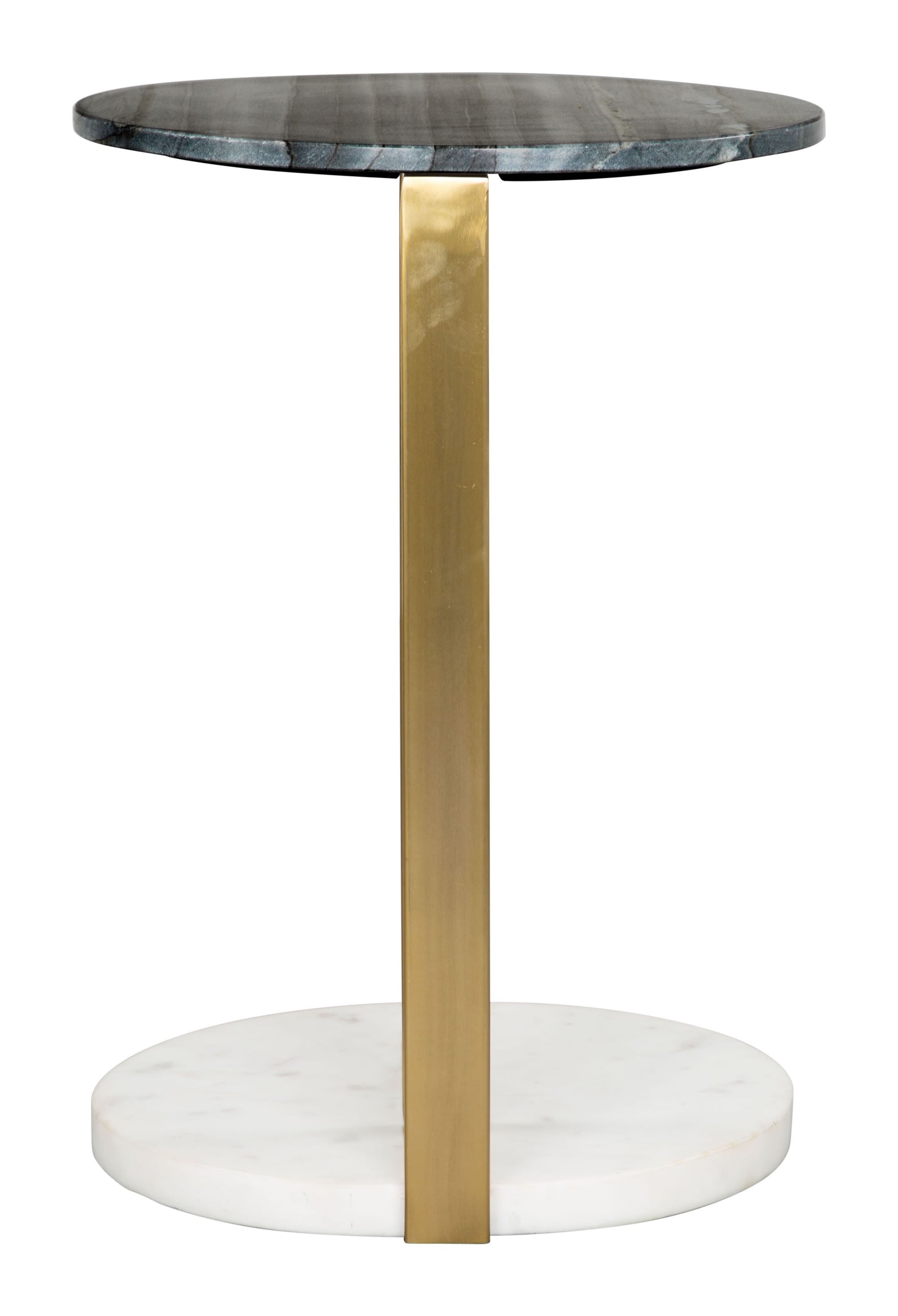 14" x 14" x 20.5" Black & White Marble & Gold, Marble, Stainless Steel, Side Table