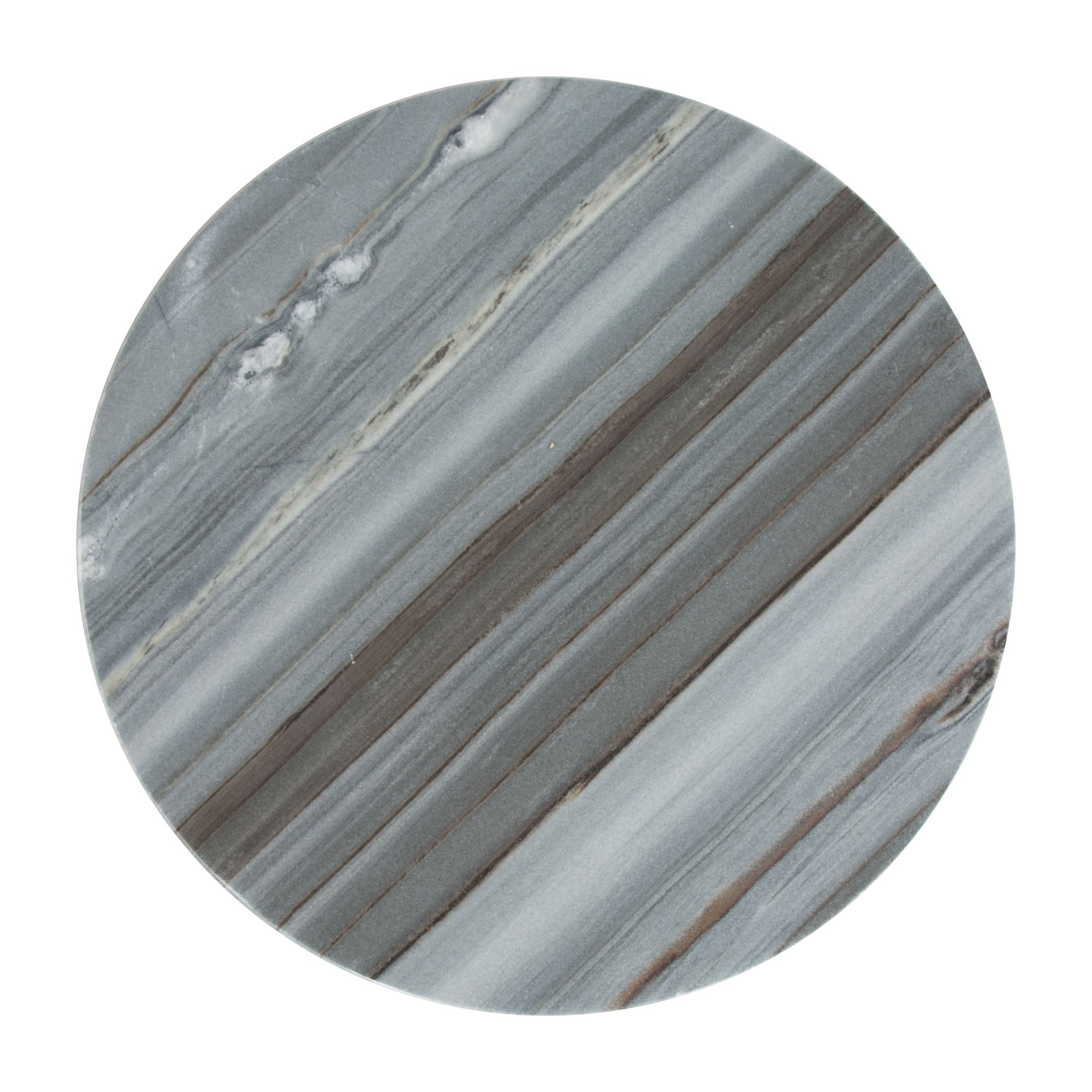 14" x 14" x 20.5" Black & White Marble & Gold, Marble, Stainless Steel, Side Table