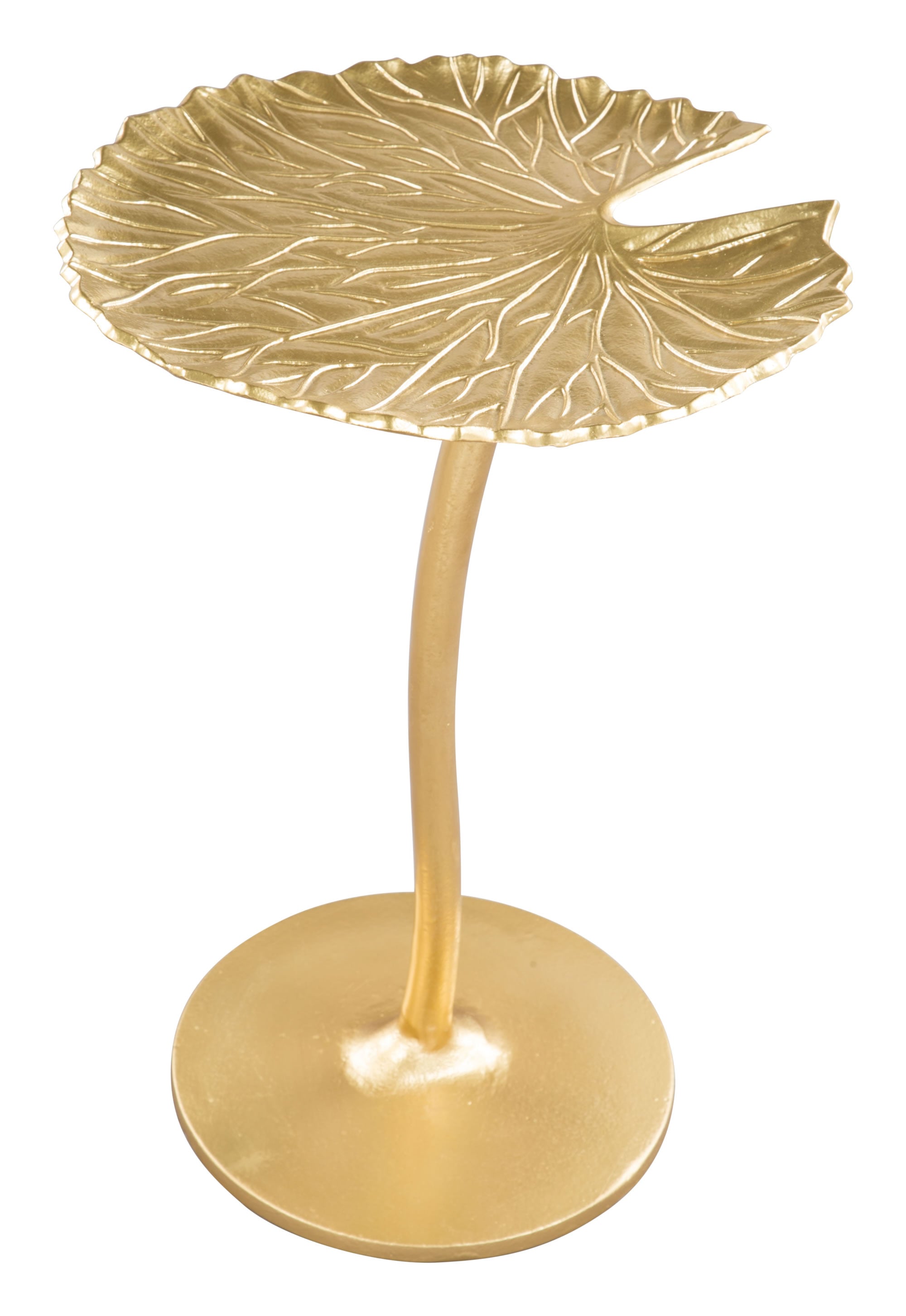 Golden Finish Lily Pad Side End Table