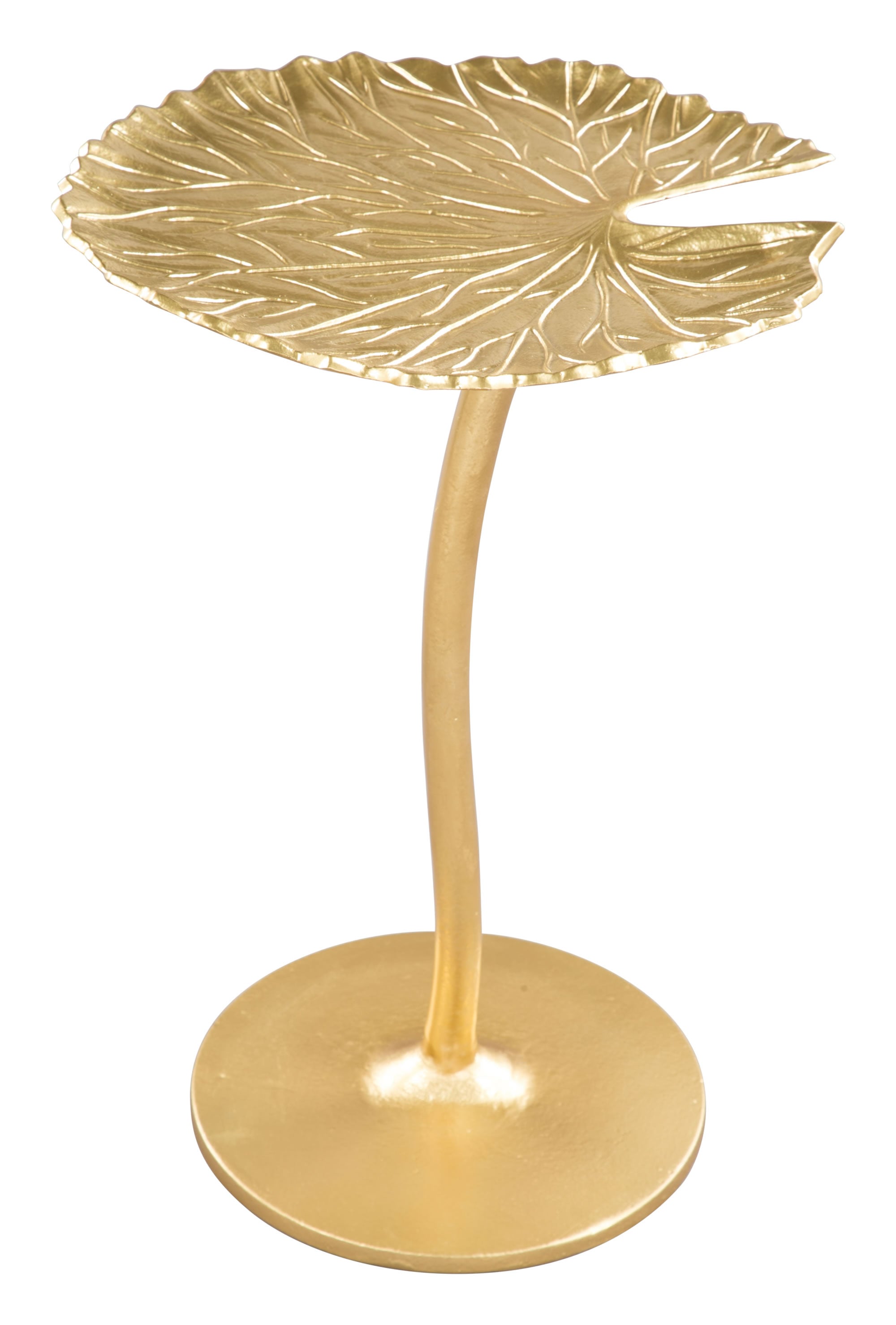 Golden Finish Lily Pad Side End Table