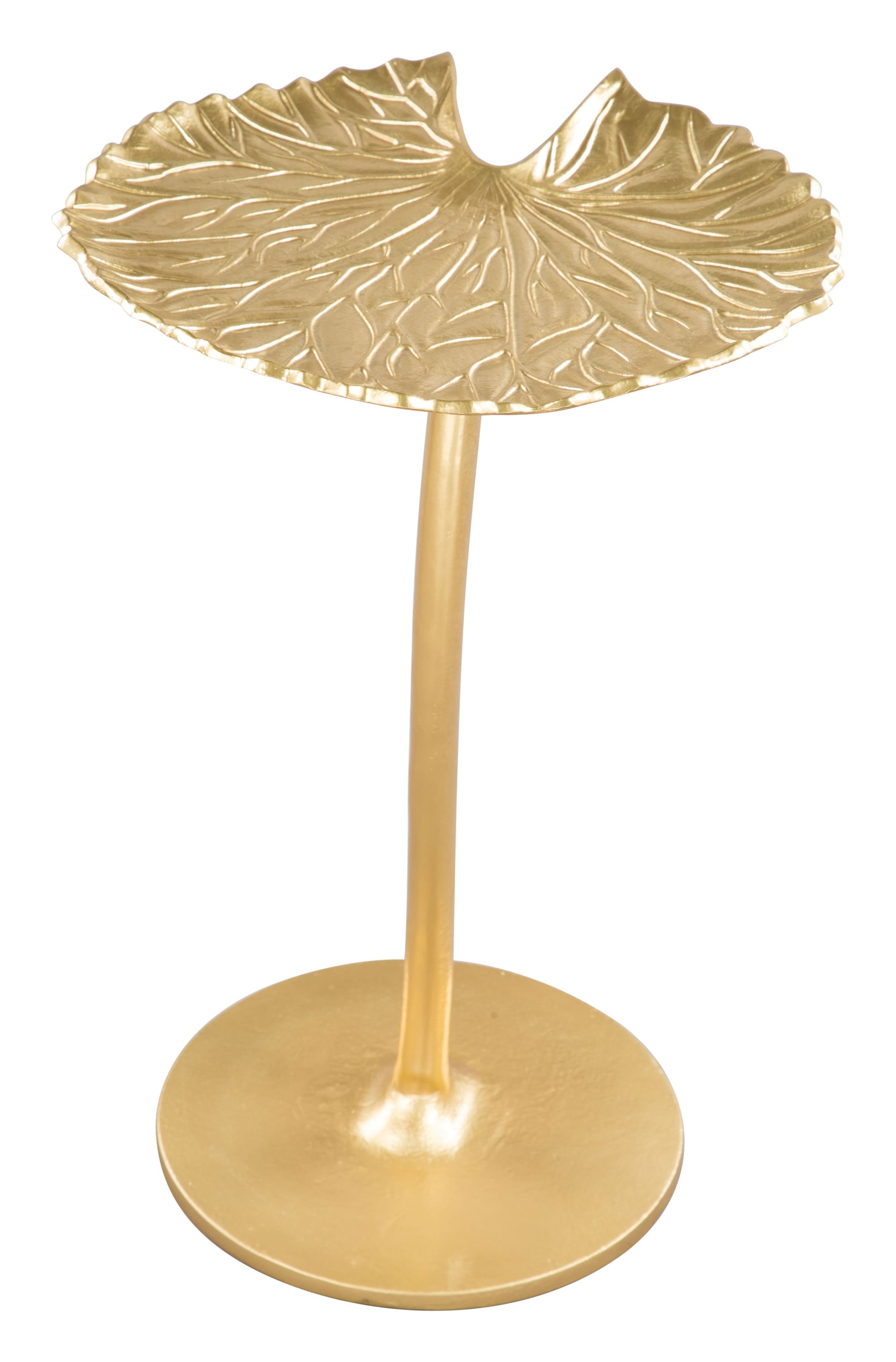 Golden Finish Lily Pad Side End Table