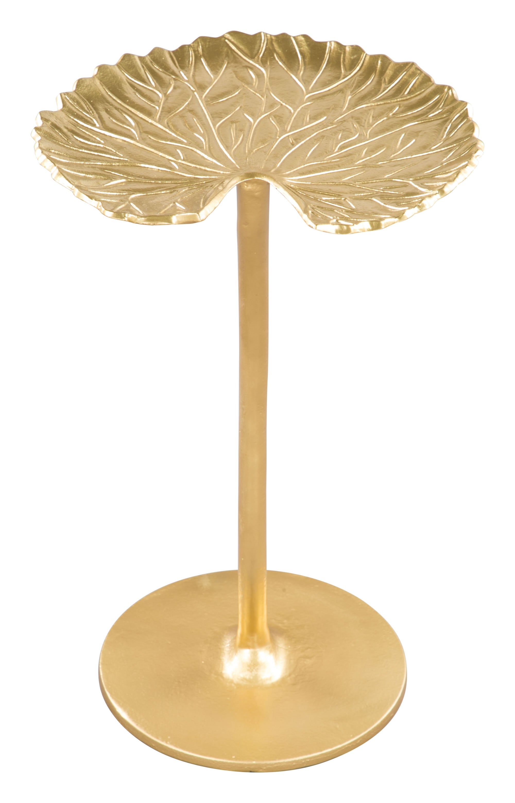 Golden Finish Lily Pad Side End Table