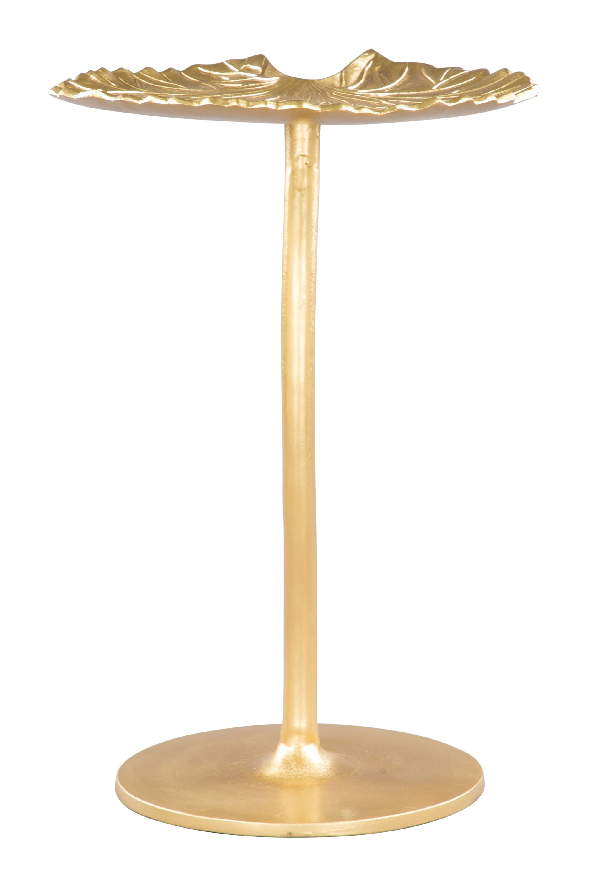 Golden Finish Lily Pad Side End Table