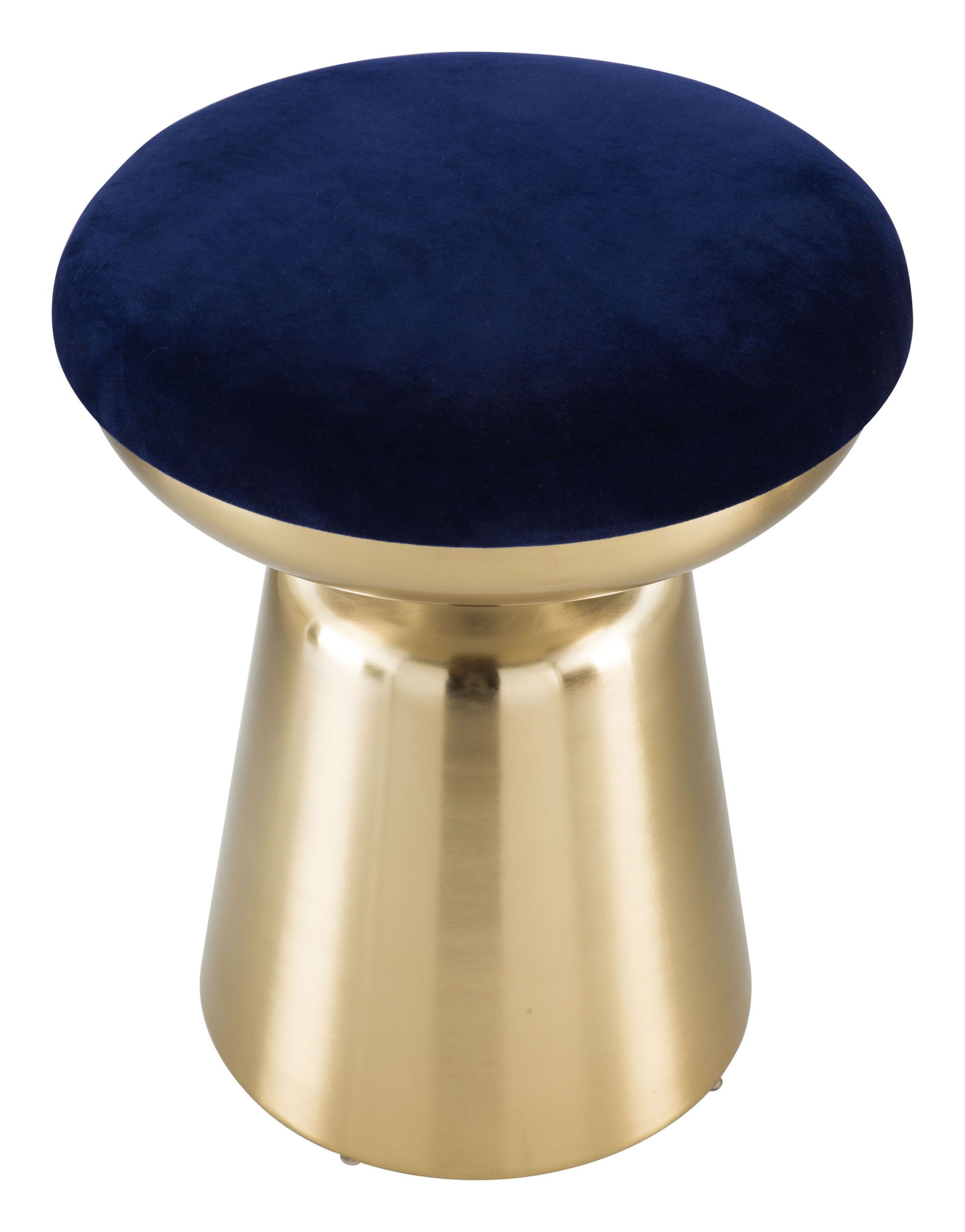 Funky Blue Velvet and Gold Sculptural Stool