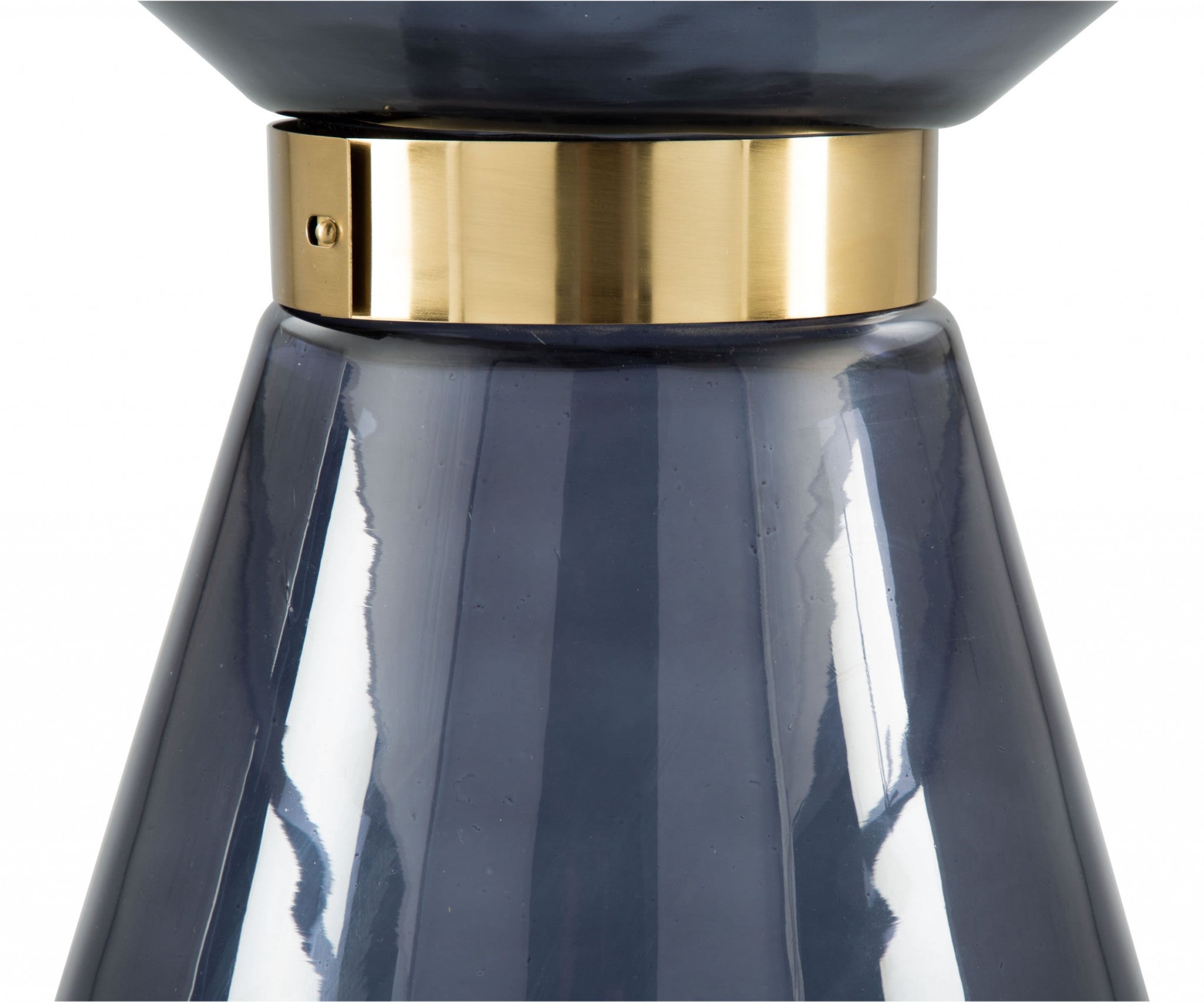 14.8" x 14.8" x 18.1" Blue & Gold, Iron, Glass, Side Table