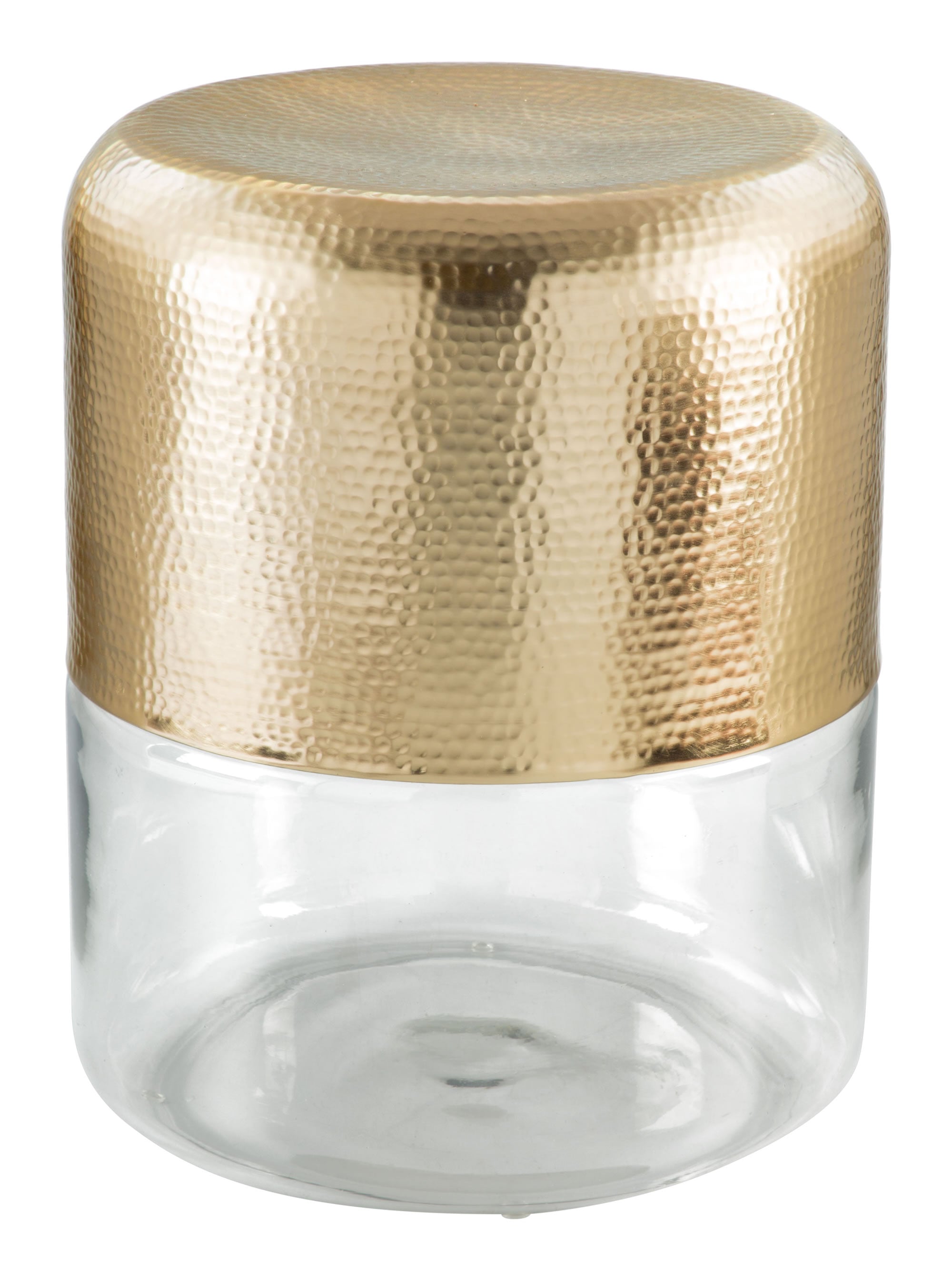 14" x 14" x 17.3" Clear & Gold, Aluminium, Glass, Side Table