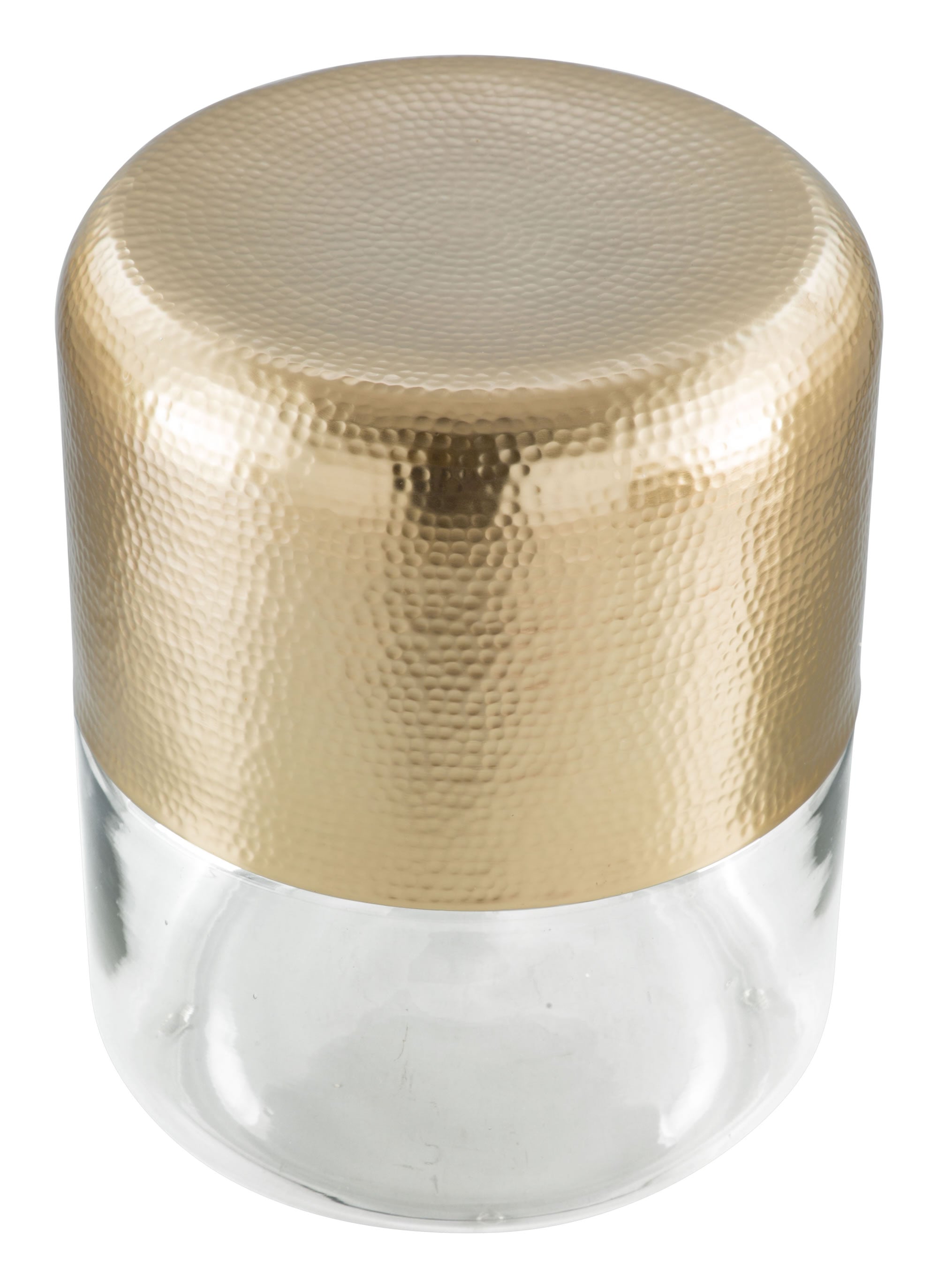 14" x 14" x 17.3" Clear & Gold, Aluminium, Glass, Side Table