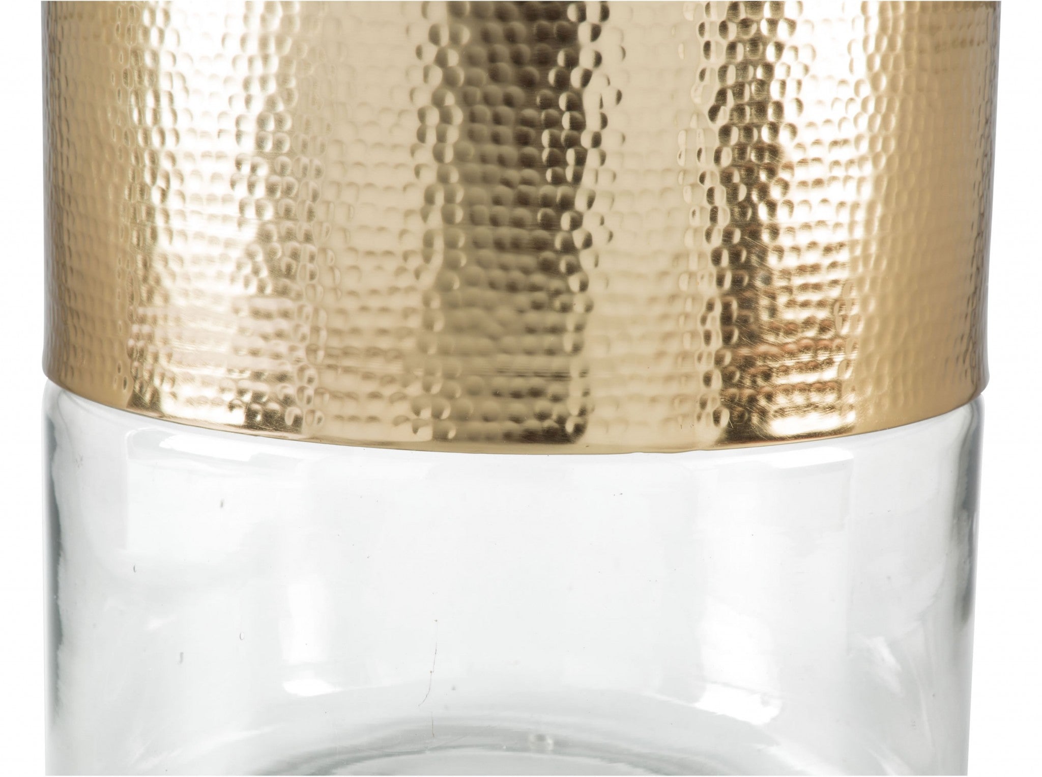 14" x 14" x 17.3" Clear & Gold, Aluminium, Glass, Side Table