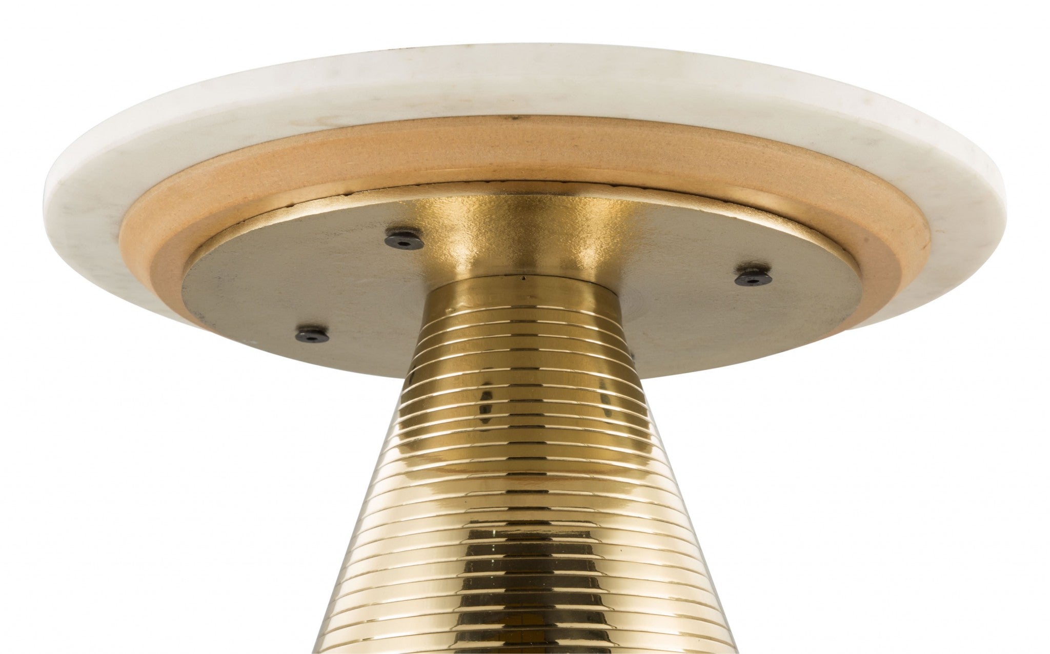 16.1" x 16.1" x 20.1" White and Gold Marble Aluminium Side Table