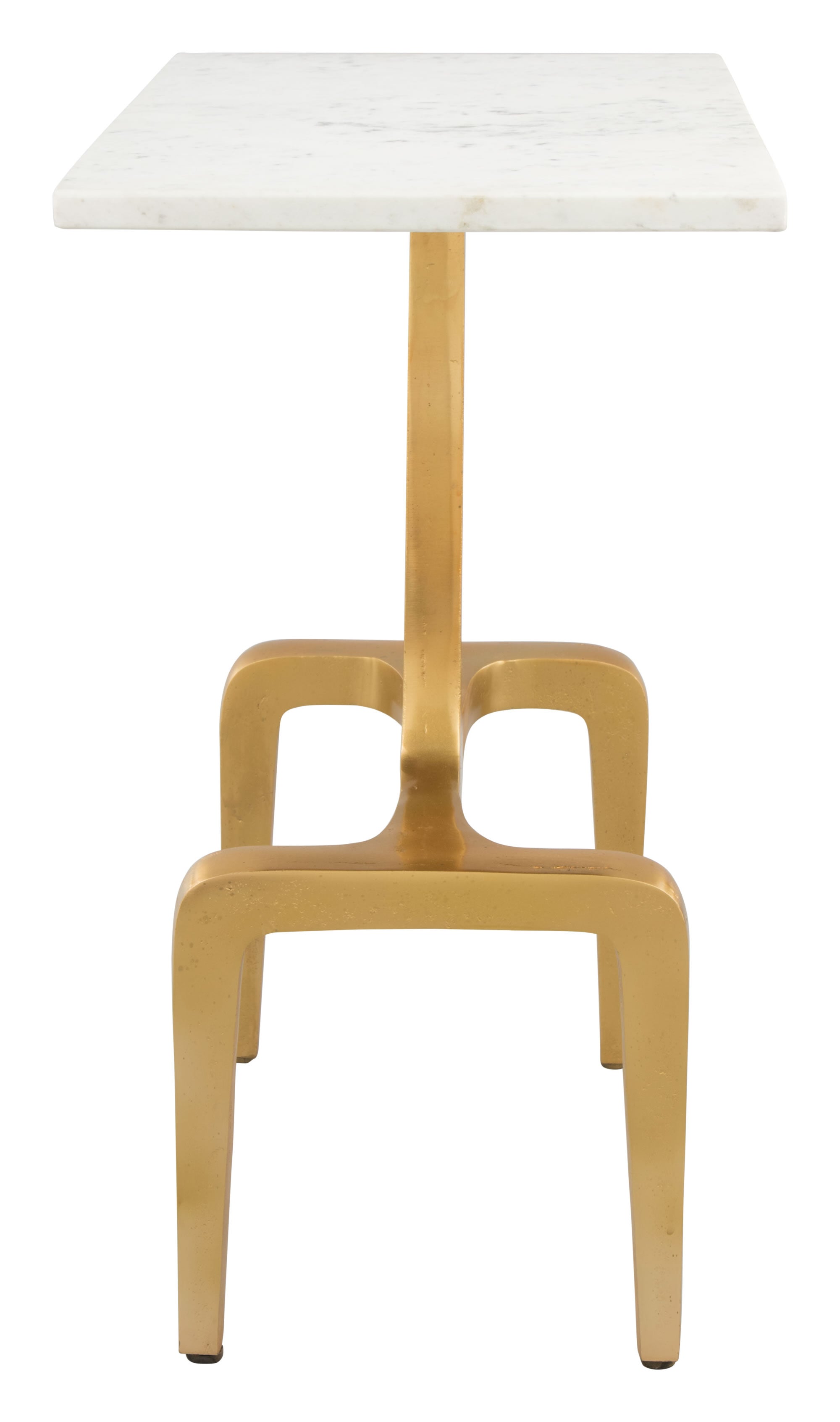 Contemporary Gold Finish and Marble End Side Table